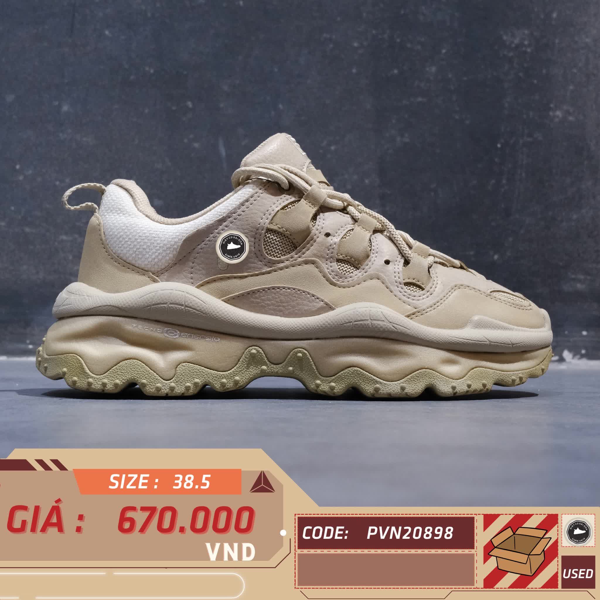 FILA FUSION QD96 Athletic Shoes 'Beige' T12W241201FSO SIZE 38.5 GIÀY 2HAND CHÍNH HÃNG PVN20898
