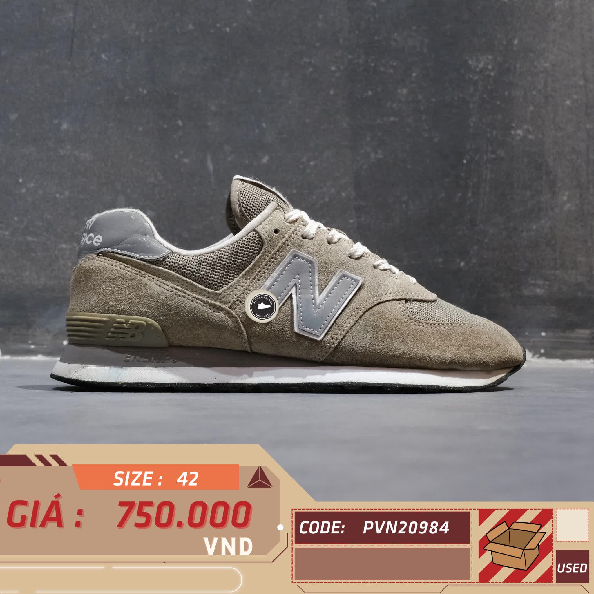 New Balance 574 Core Grey ML574EVG SIZE 42 GIÀY 2HAND CHÍNH HÃNG PVN20984