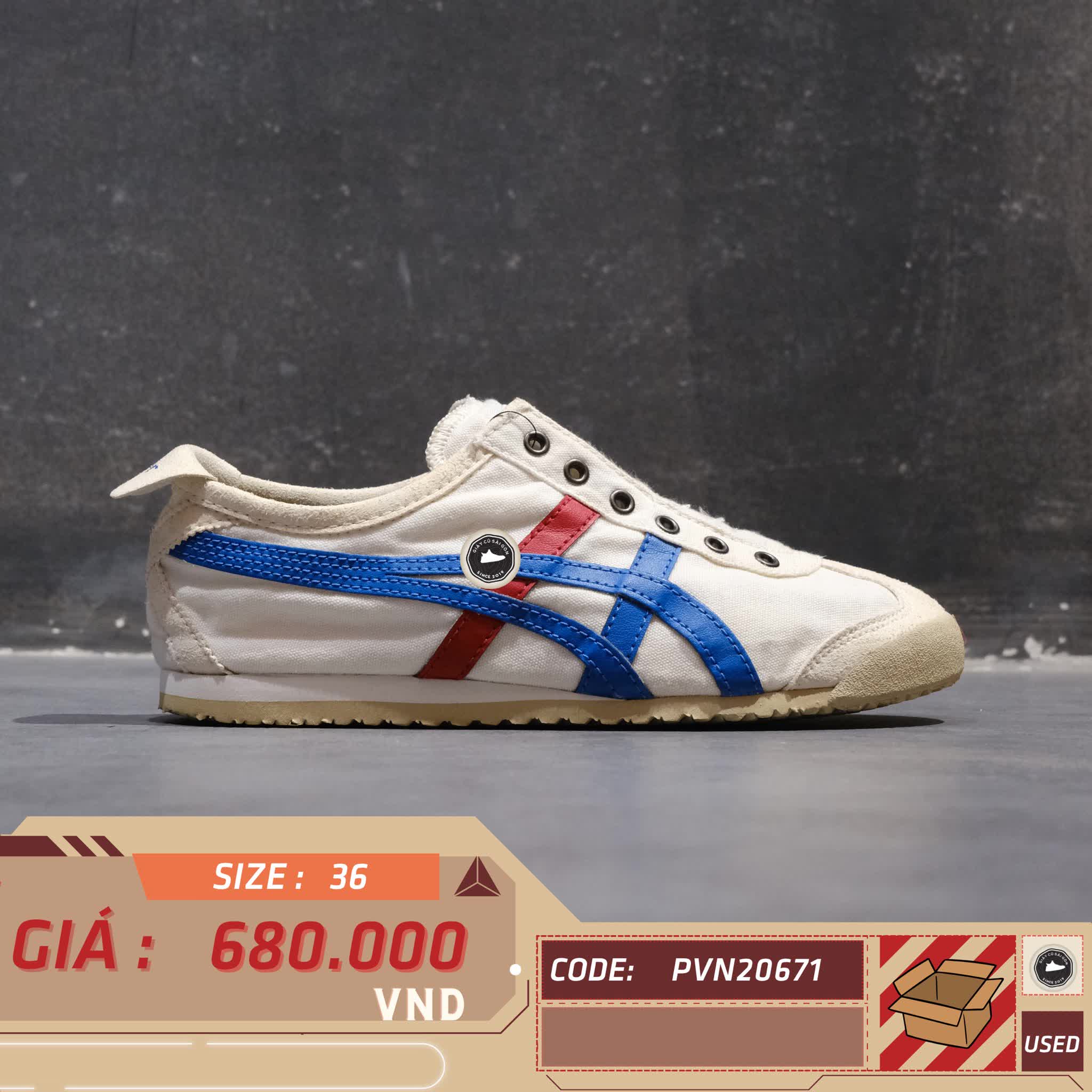 ONITSUKA TIGER MEXICO 66 SLIP-ON D3K0N SIZE 36 GIÀY 2HAND CHÍNH HÃNG PVN20671