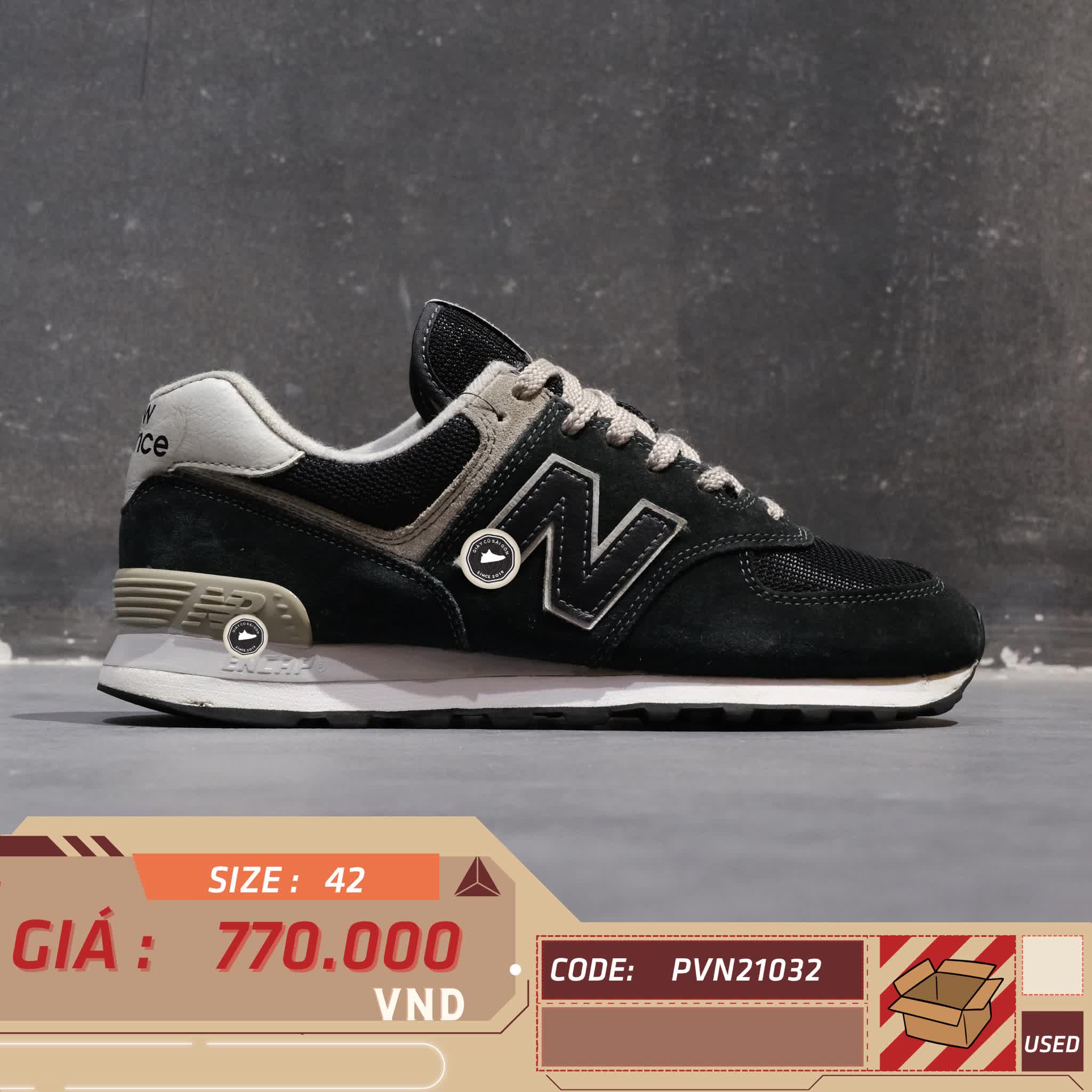 New Balance 574 Core Black ML574EGK SIZE 42 GIÀY 2HAND CHÍNH HÃNG PVN21032