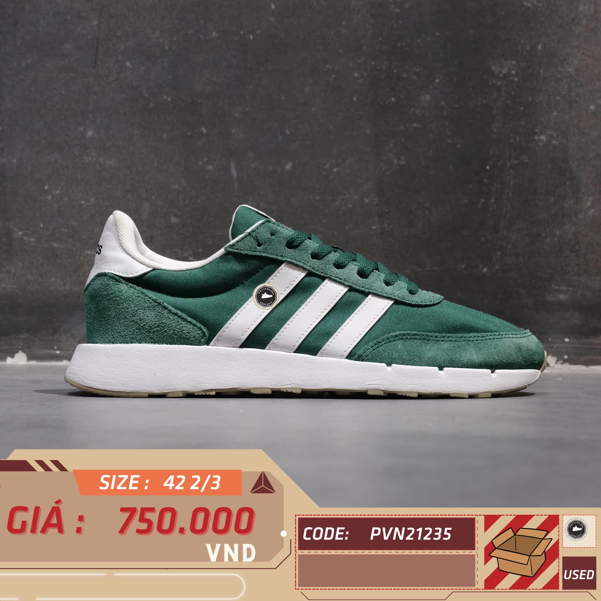 ADIDAS RUN 60S 2.0 H00354 SIZE 42 2/3 GIÀY 2HAND CHÍNH HÃNG PVN21235