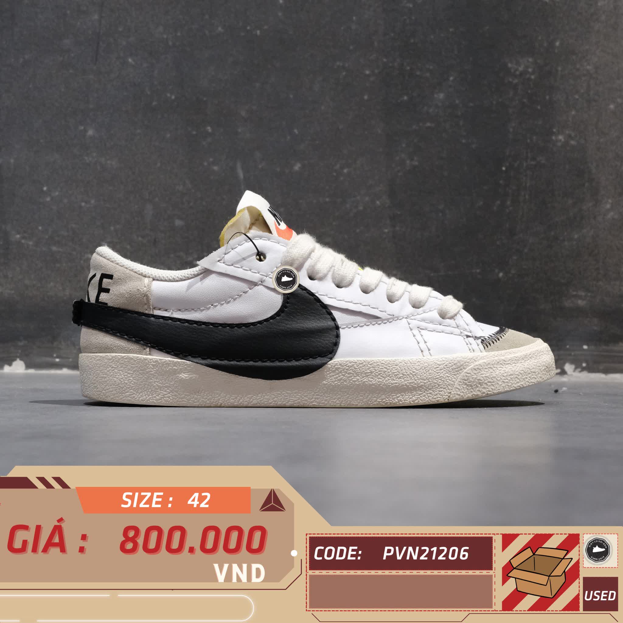 Nike Blazer Low 77 Jumbo White Black DN2158-101 SIZE 42 GIÀY 2HAND CHÍNH HÃNG PVN21206