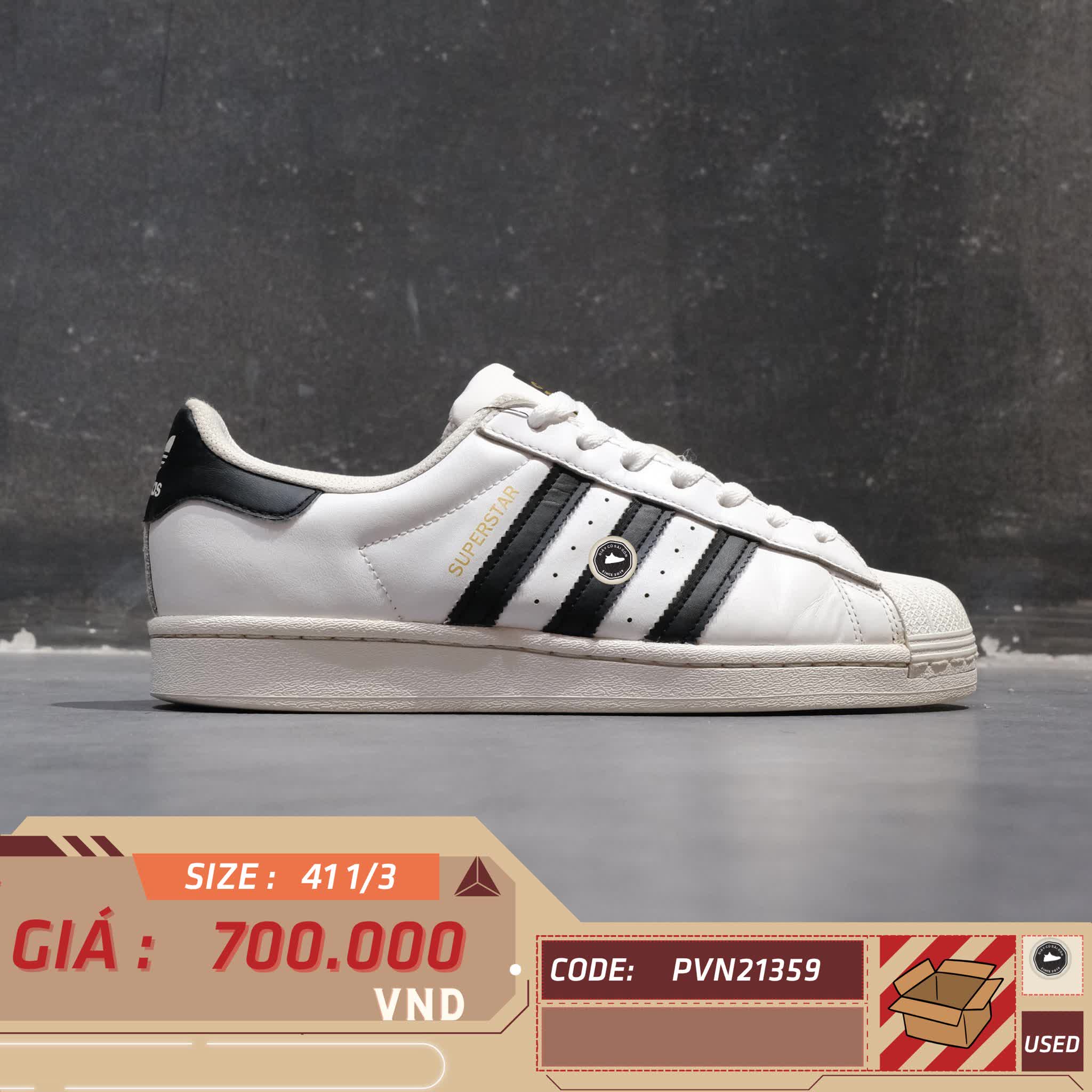 ADIDAS SUPERSTAR 'FOOTWEAR WHITE BLACK' EG4958 SIZE 41 1/3 GIÀY 2HAND CHÍNH HÃNG PVN21359