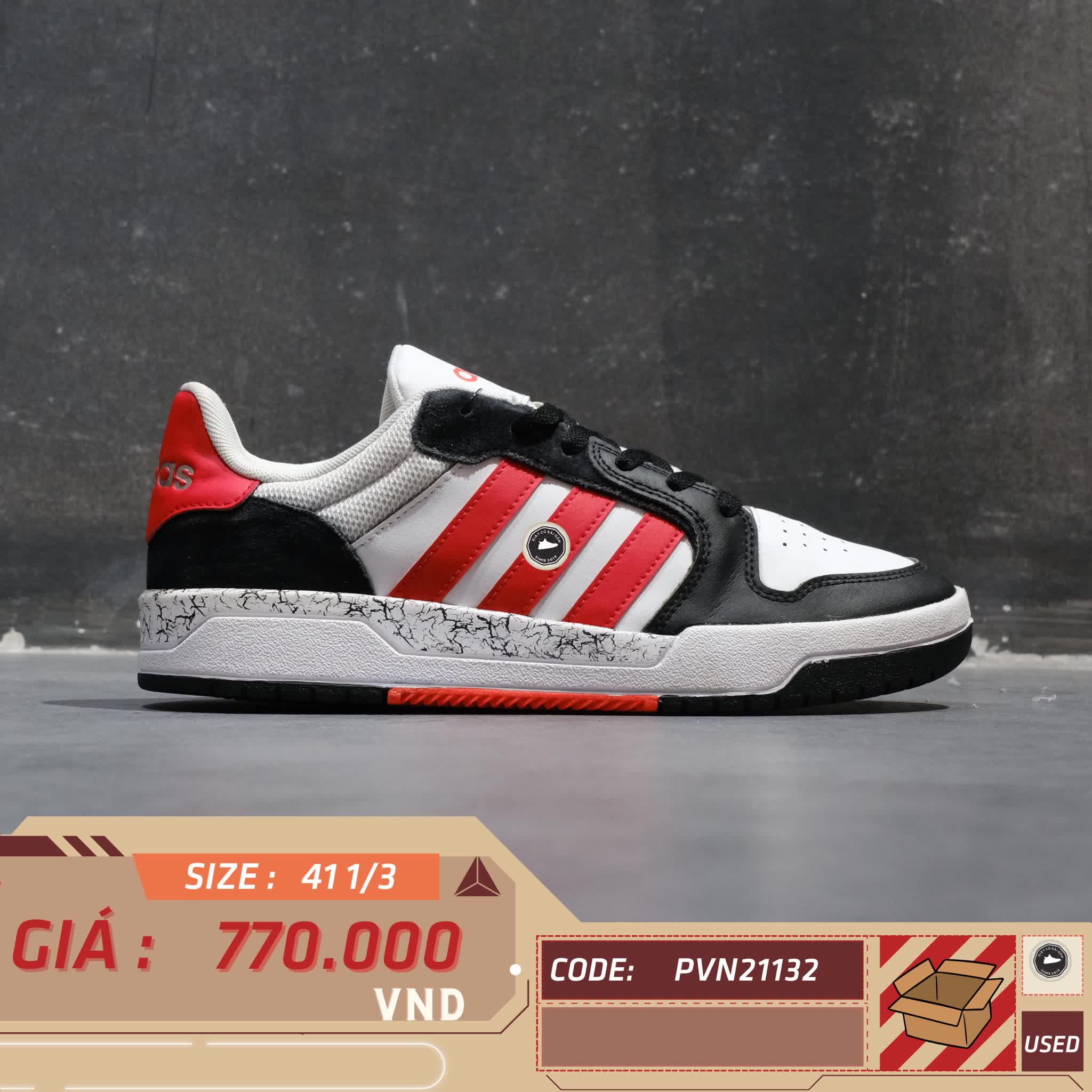 ADIDAS ENTRAP WHITE BLACK RED FZ1117 SIZE 41 1/3 GIÀY 2HAND CHÍNH HÃNG PVN21132