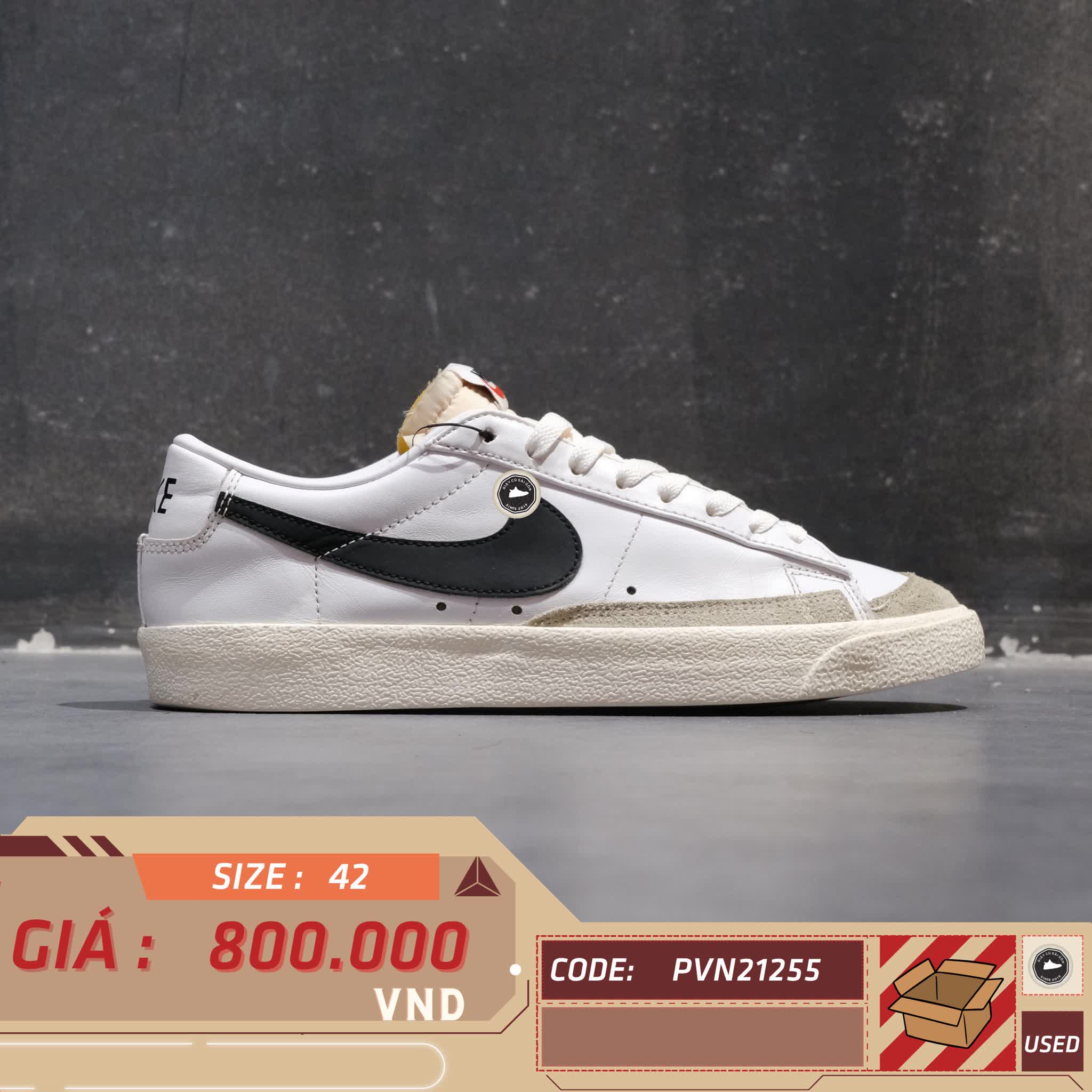 Nike Blazer Low '77 Vintage 'White Black' DA6364 101 SIZE 42 GIÀY 2HAND CHÍNH HÃNG PVN21255