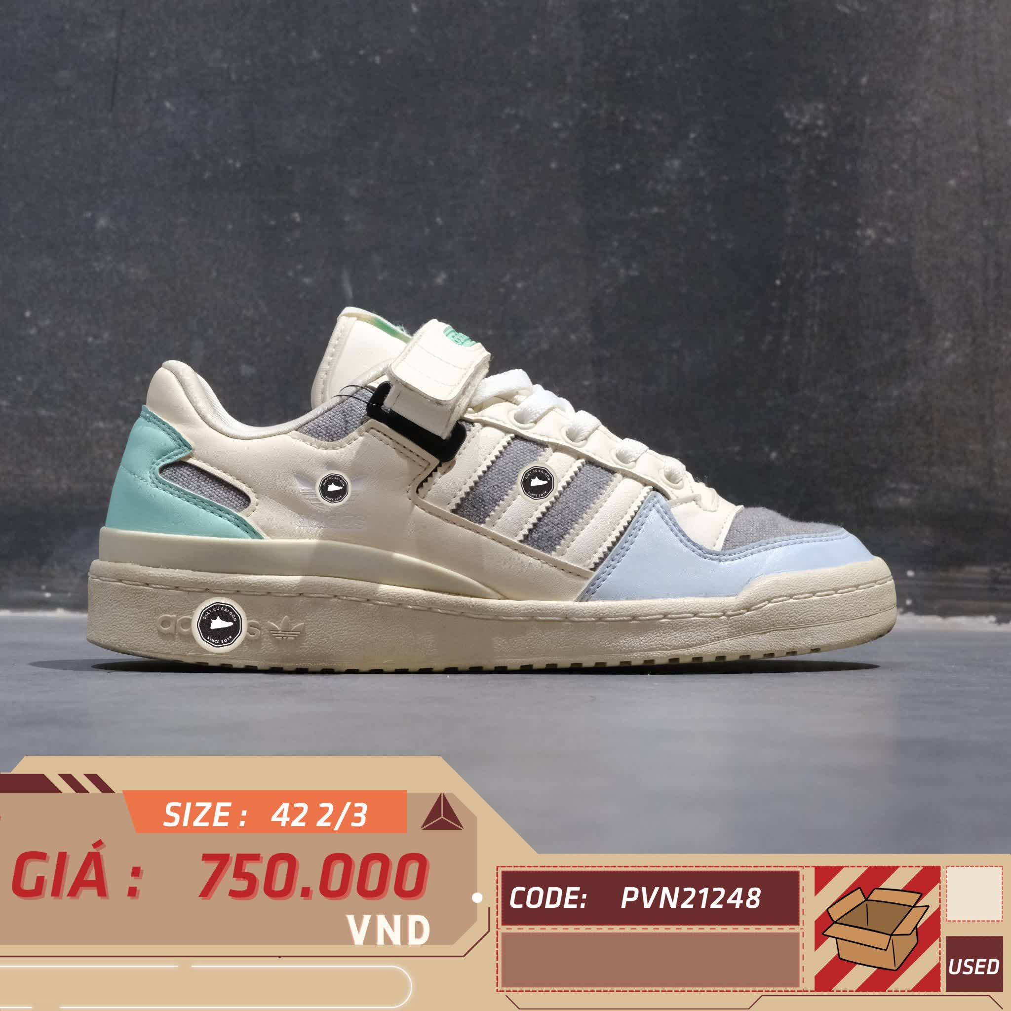 ADIDAS ORIGINALS FORUM LOW 'OFF WHITE EASY GREEN' GZ4406 SIZE 42 2/3 GIÀY 2HAND CHÍNH HÃNG PVN21248