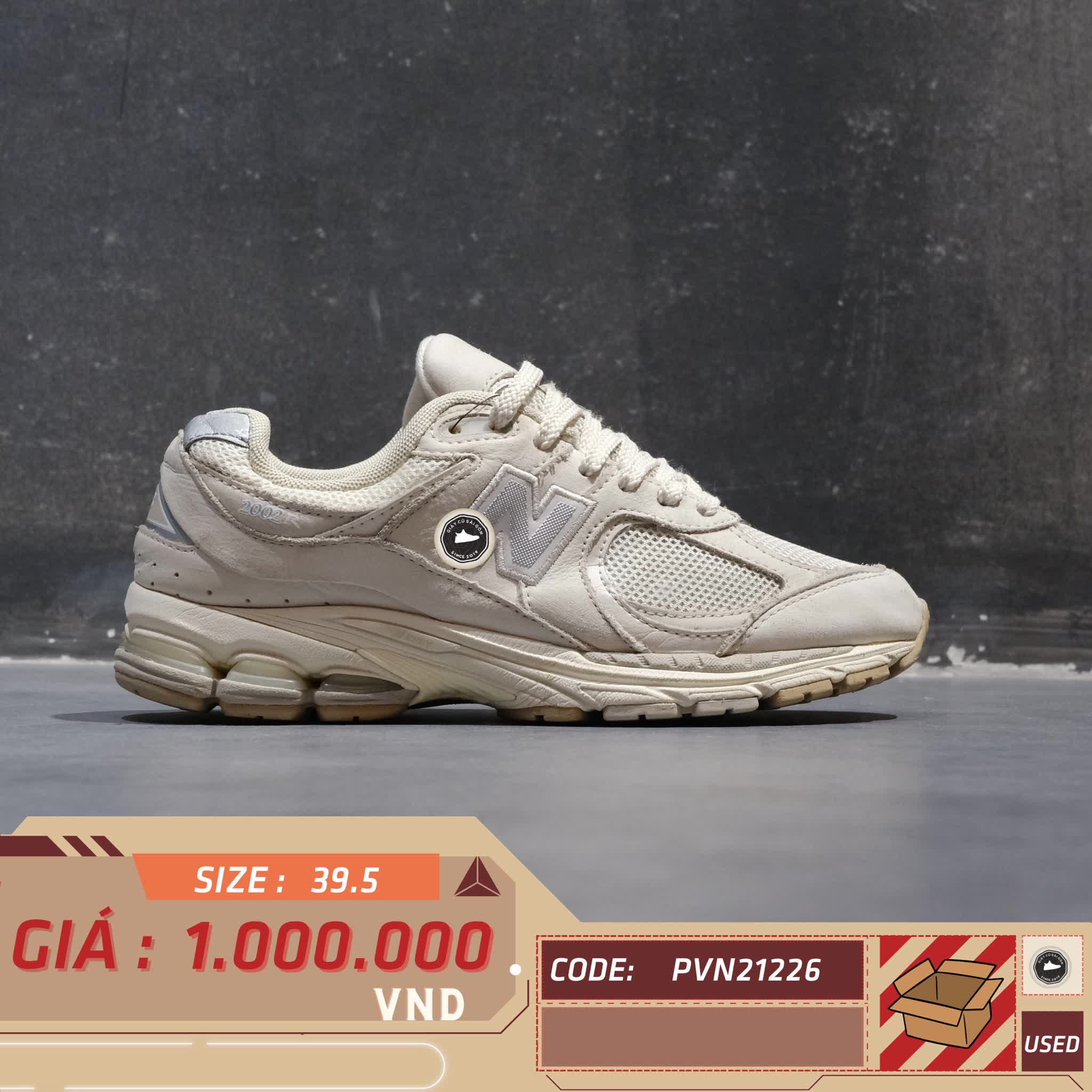 NEW BALANCE 2002R 'LINEN FOG' M2002RAA SIZE 39.5 GIÀY 2HAND CHÍNH HÃNG PVN21226