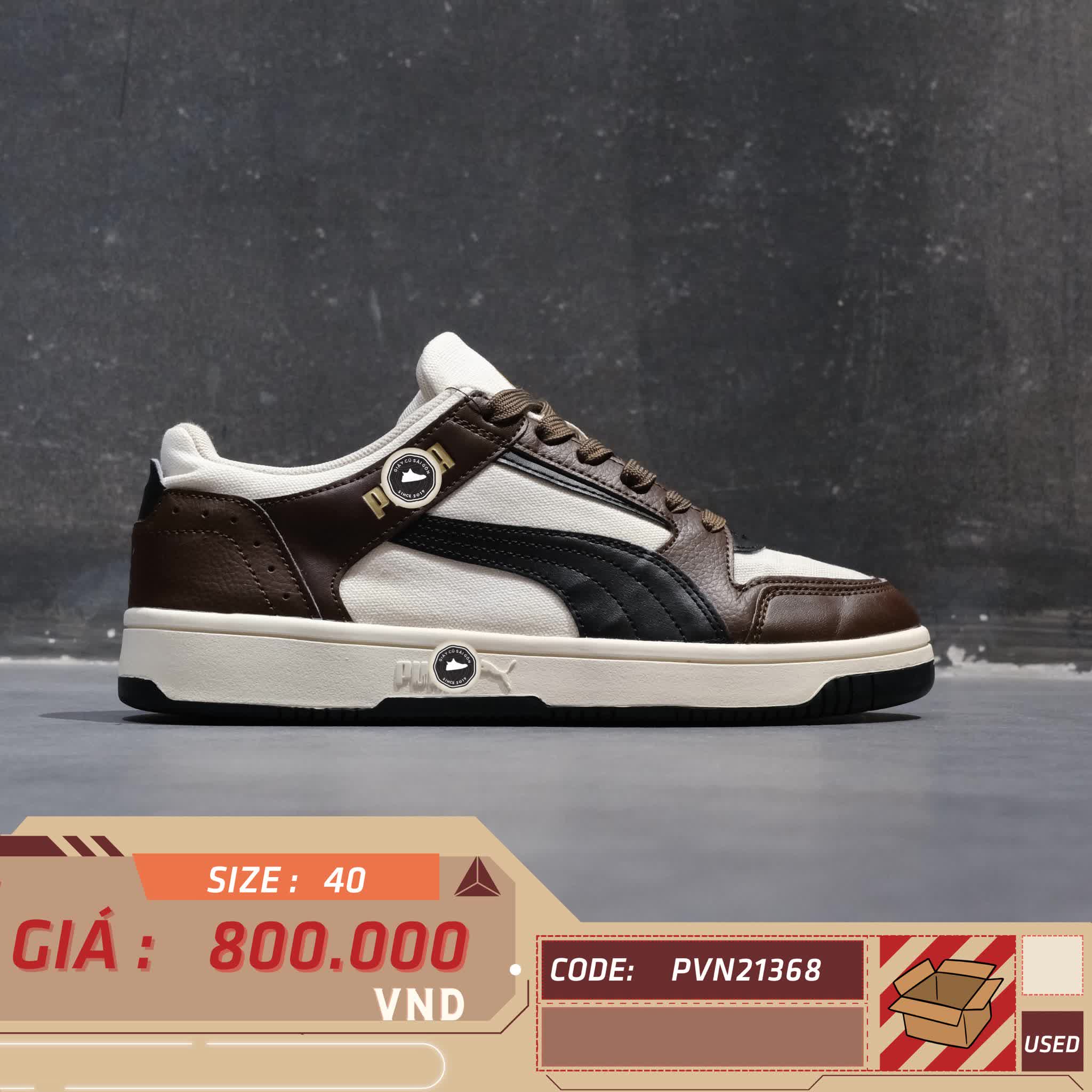 PUMA REBOUND Joy Low CV 'Brown' 391077 01 SIZE 40 GIÀY 2HAND CHÍNH HÃNG PVN21368