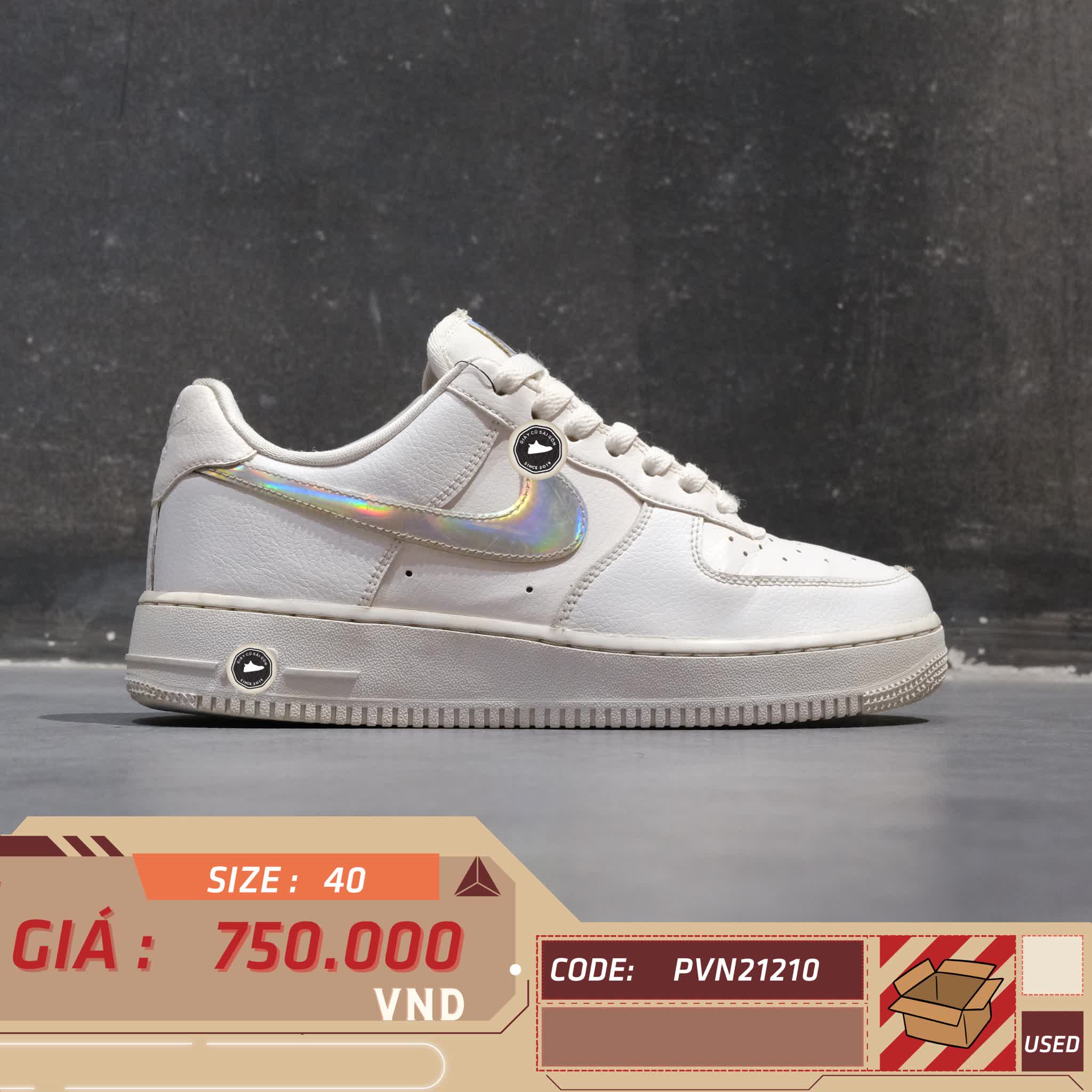 Nike Wmns Air Force 1 Low 'Iridescent Swoosh' CJ1646-100 SIZE 40 GIÀY 2HAND CHÍNH HÃNG PVN21210
