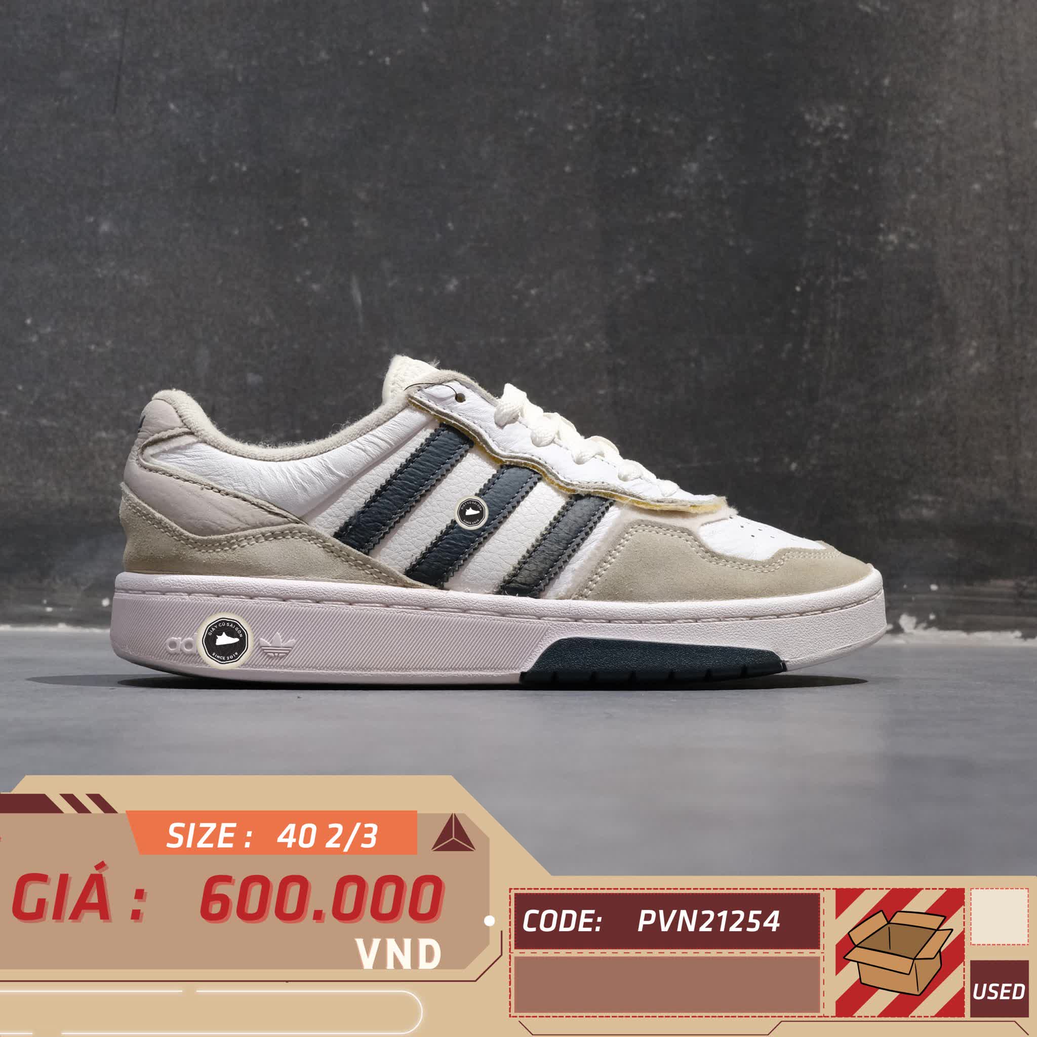 ADIDAS COURTIC 'CLOUD WHITE GREY ONE' GX4366 SIZE 40 2/3 GIÀY 2HAND CHÍNH HÃNG PVN21254