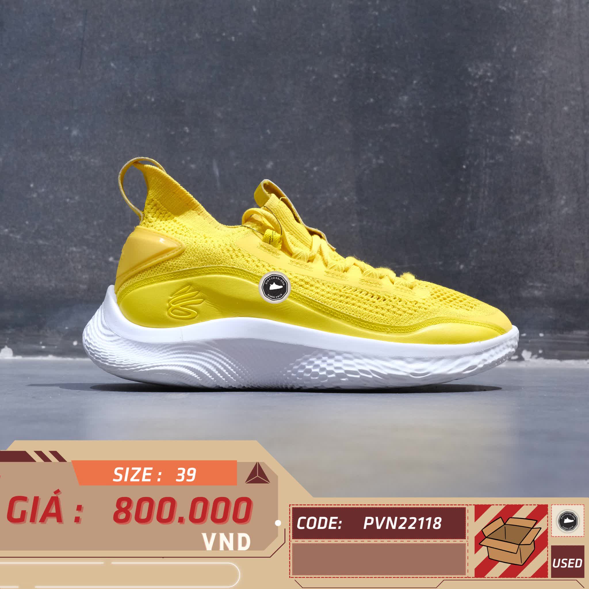 Under Armour Curry Flow 8 'Smooth Butter Flow' GS 3023527 701 SIZE 39 GIÀY 2HAND CHÍNH HÃNG PVN22118