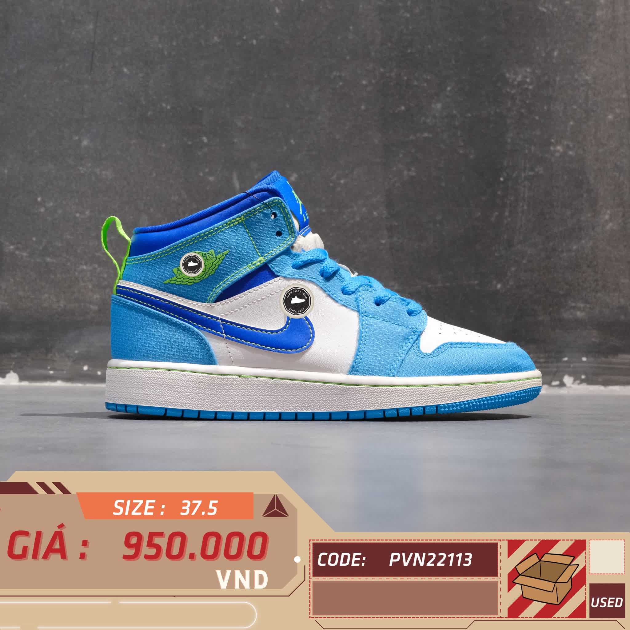 Air Jordan 1 Mid SE GS 'Sprite Blue' DA8010 400 SIZE 37.5 GIÀY 2HAND CHÍNH HÃNG PVN22113
