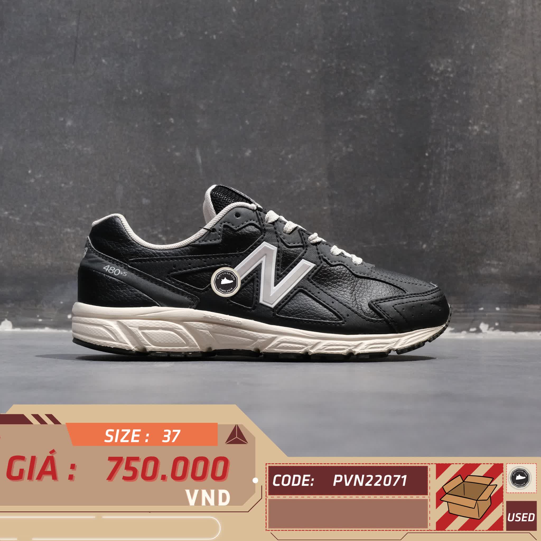 NEW BALANCE 480 'WHITE SILVER BLACK' W480BM5 SIZE 37 GIÀY 2HAND CHÍNH HÃNG PVN22071