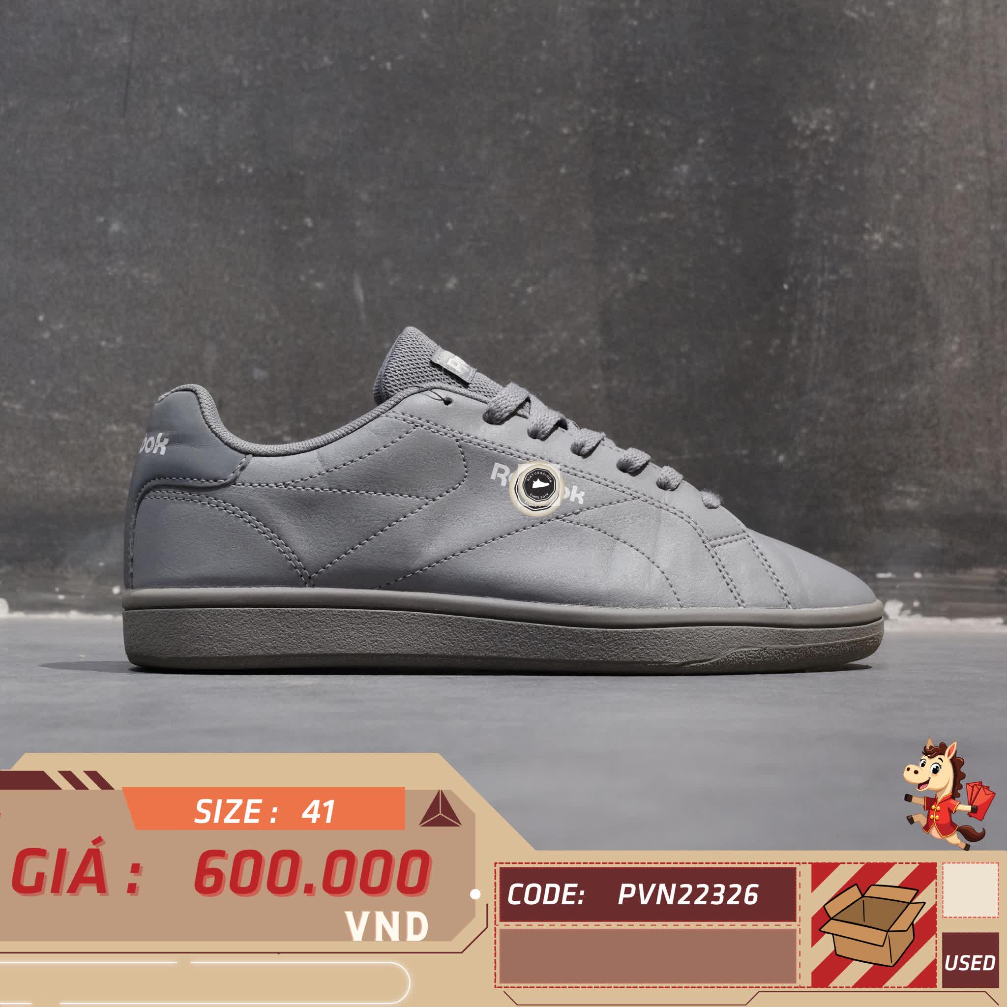 🔥 REEBOK ROYAL COMPLETE CLEAN – GRAY/WHITE – SIZE 41 – PVN22326 – CHÍNH HÃNG