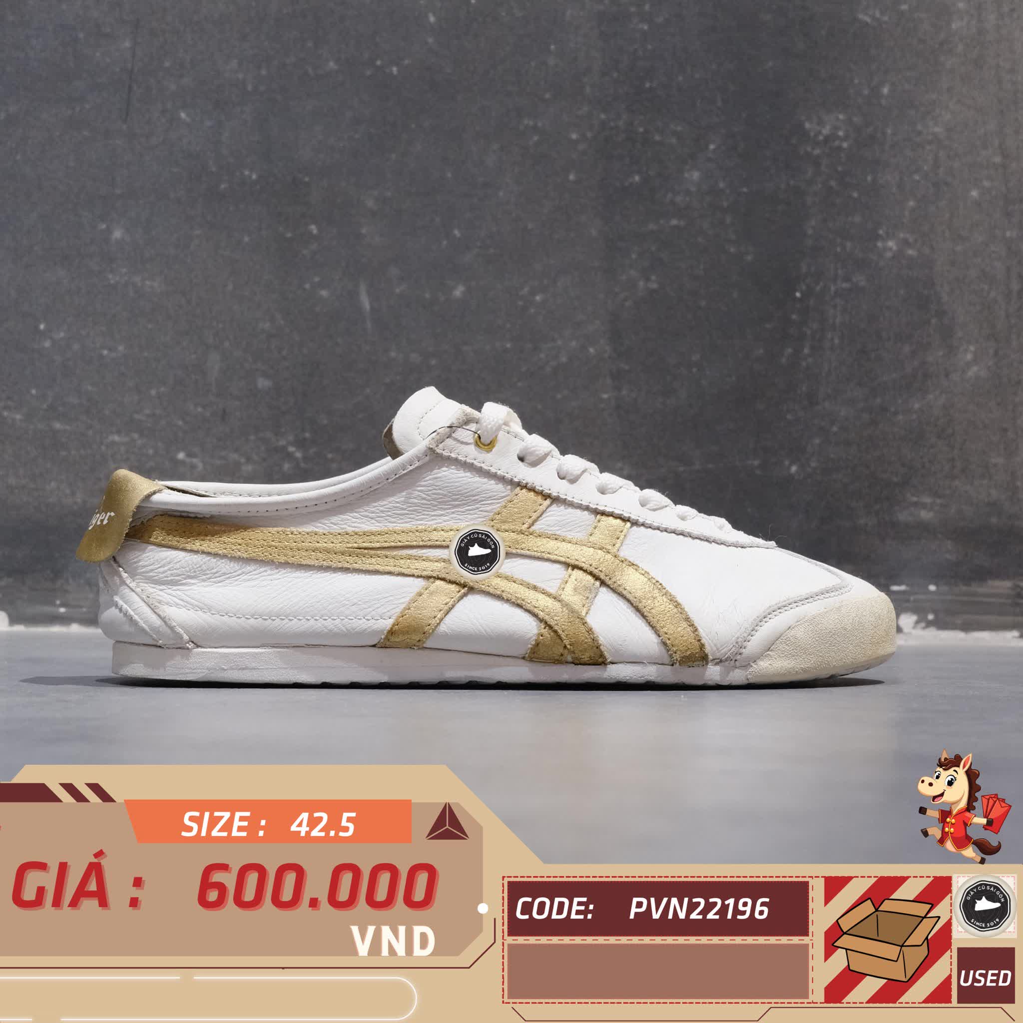 ONITSUKA TIGER MEXICO 66 WHITE RICH GOLD DL408-0194 SIZE 42.5 GIÀY 2HAND CHÍNH HÃNG 22196