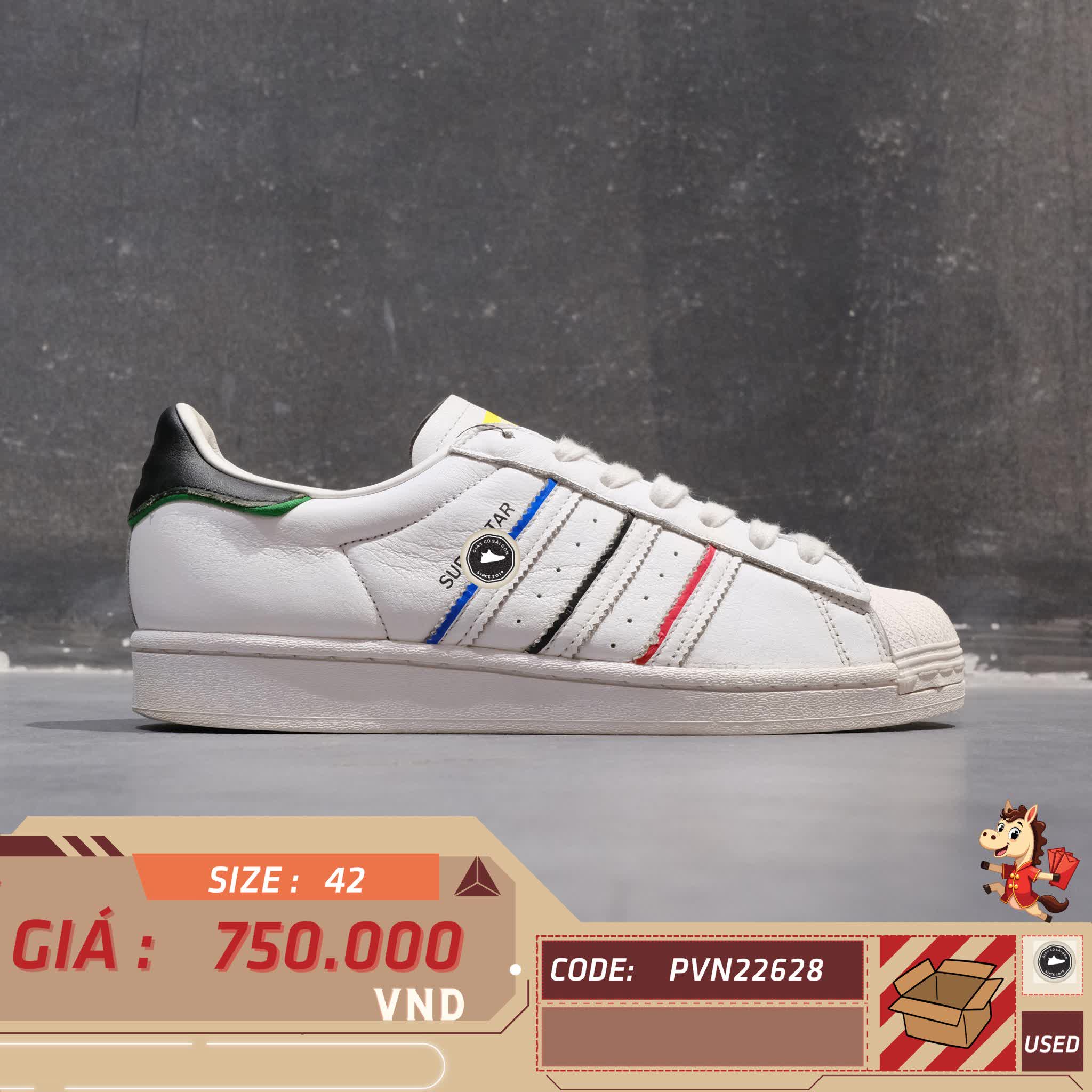 🔥 ADIDAS SUPERSTAR ’OLYMPIC PACK’ – FOOTWEAR WHITE / CORE BLACK – SIZE 42 – PVN22628 – CHÍNH HÃNG