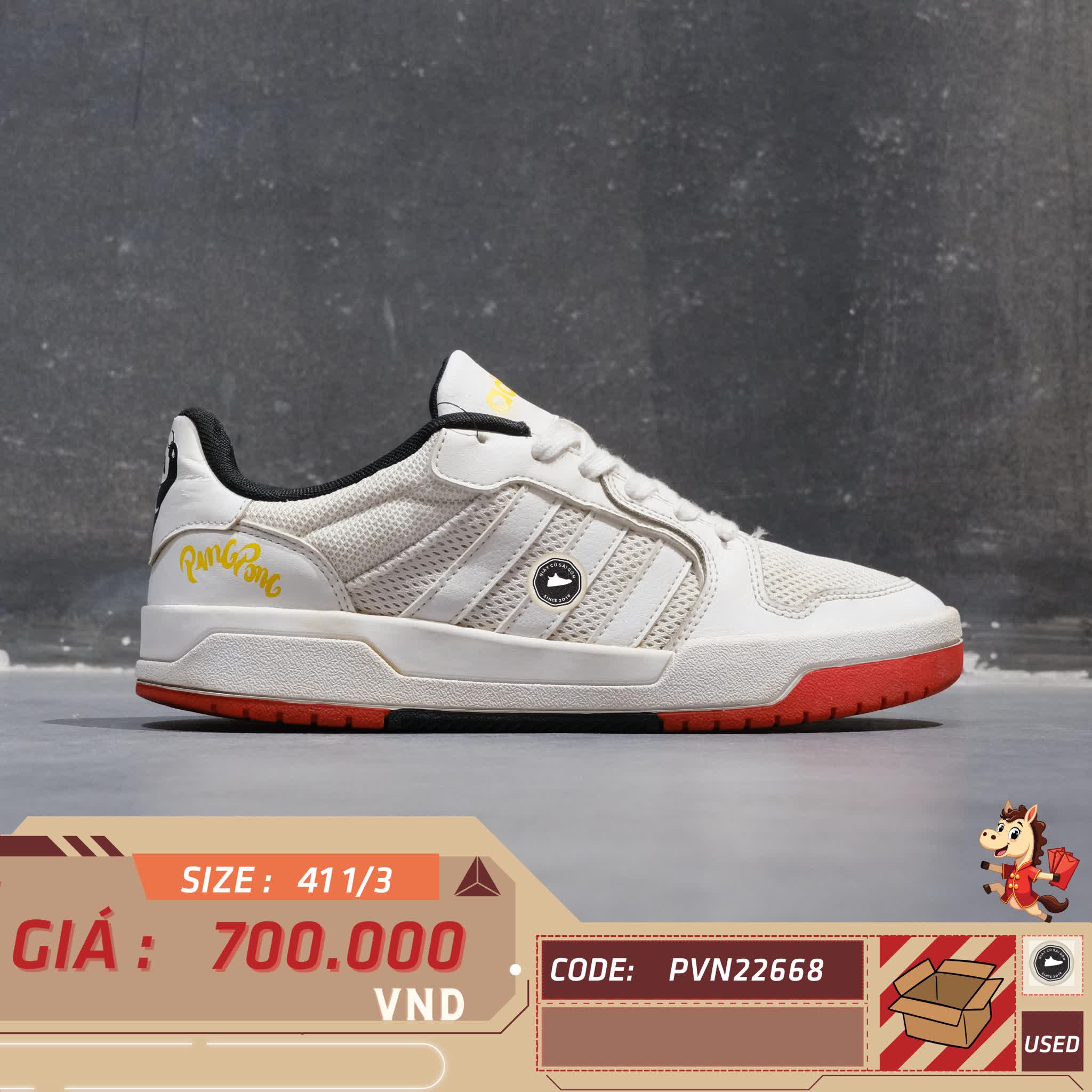 🔥 ADIDAS ENTRAP ‘PING PONG’ – WHITE/WHITE/RED – SIZE 41 1/3 – PVN22668 – CHÍNH HÃNG