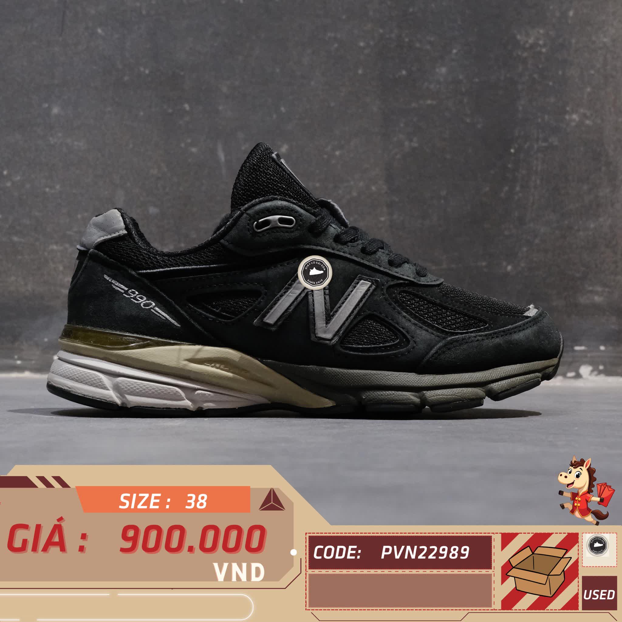 New Balance 990v4 Made in USA 'Black Olive' - M990MB4 - Size 38 - GIÀY 2HAND CHÍNH HÃNG 22989