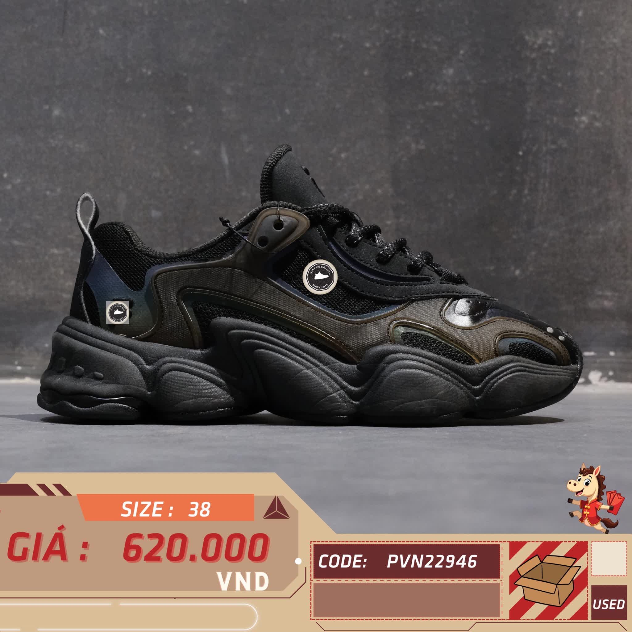 🔥 FILA FUSION TENACITY CHUNKY ‘BLACK’ – SIZE 38 – PVN22946 – CHÍNH HÃNG