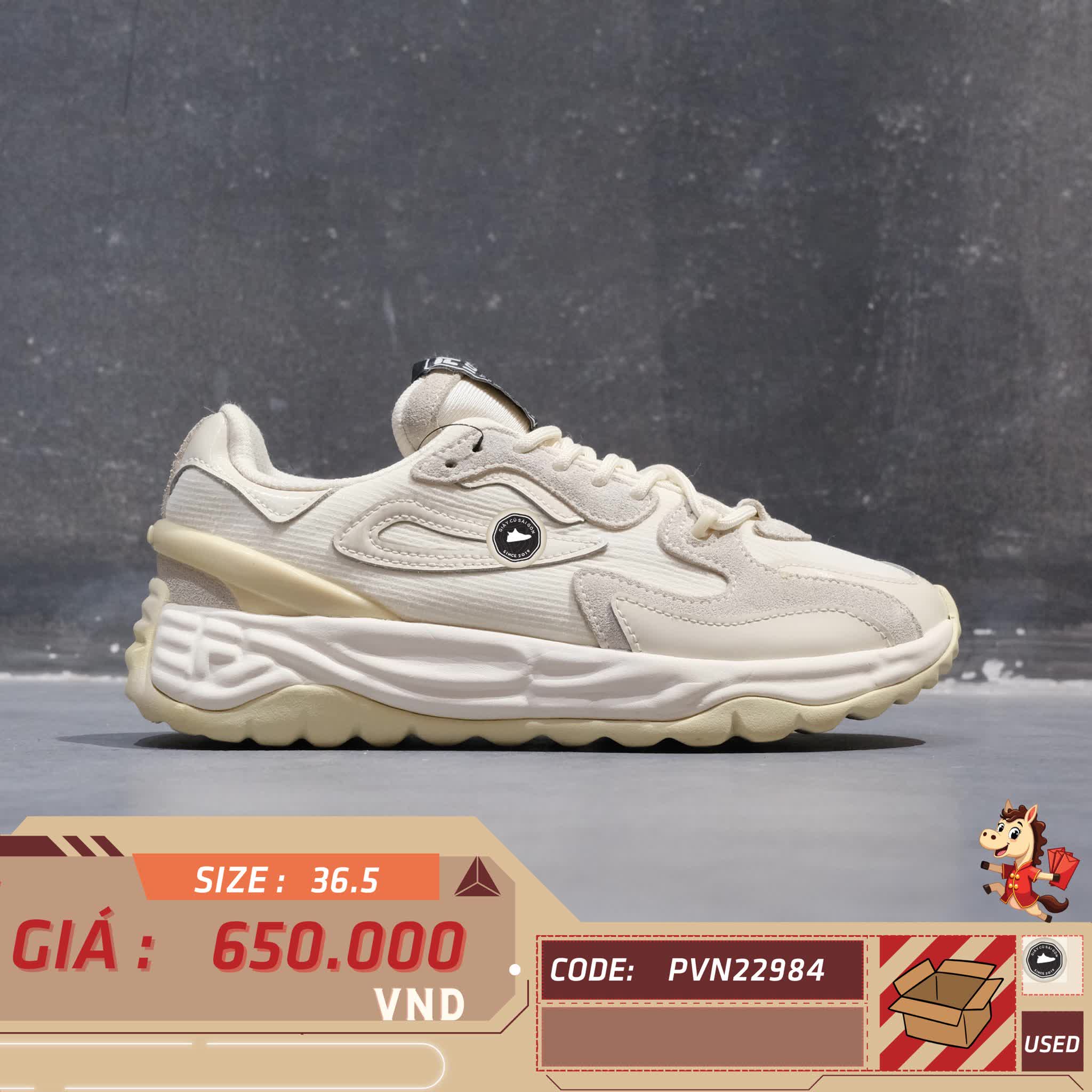 🔥 FILA TERRA CREAMWHITE GRAY – SIZE 36.5 – PVN22984 – CHÍNH HÃNG