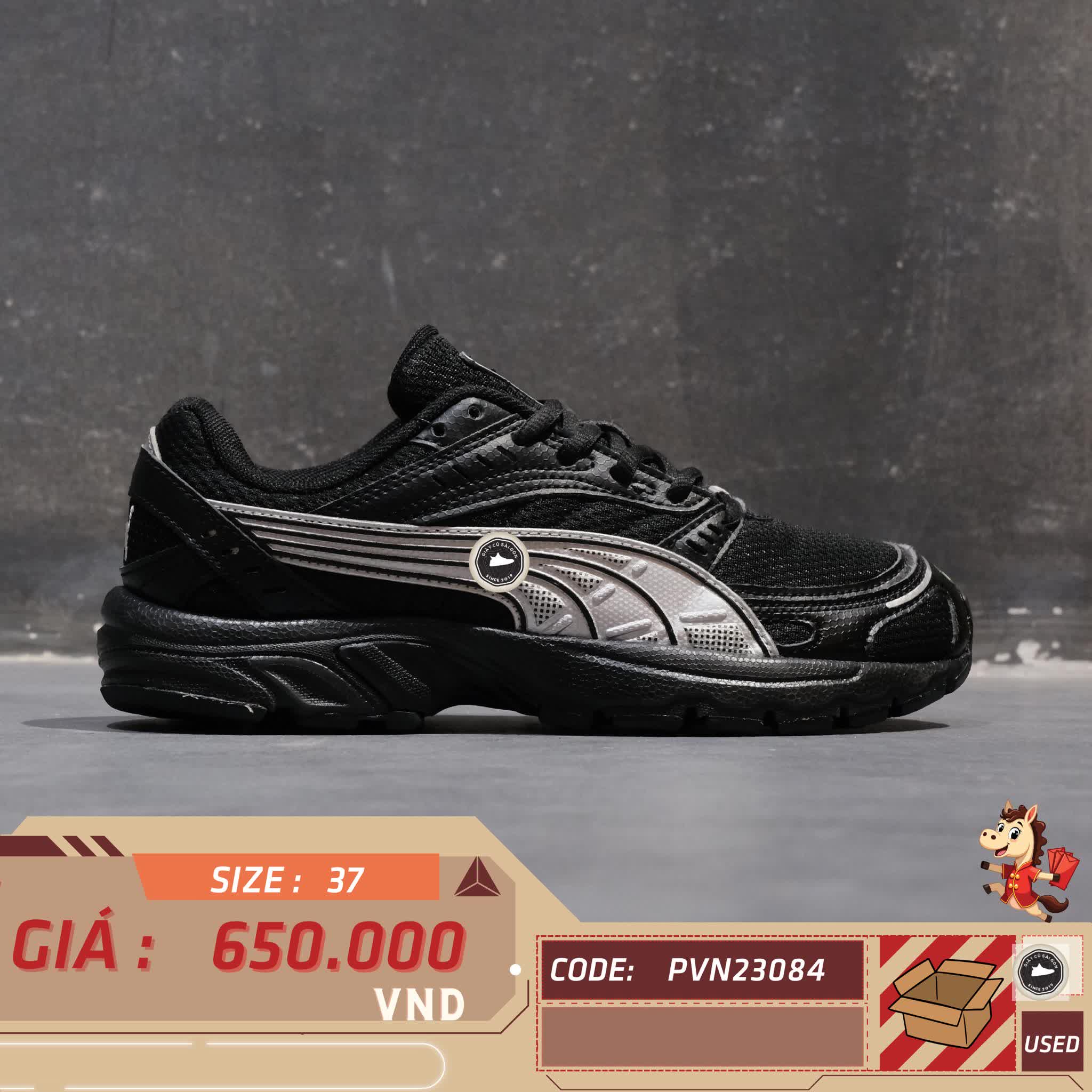 🔥 PUMA AXIS ‘BLACK SILVER’ – SIZE 37 – PVN23084 – CHÍNH HÃNG