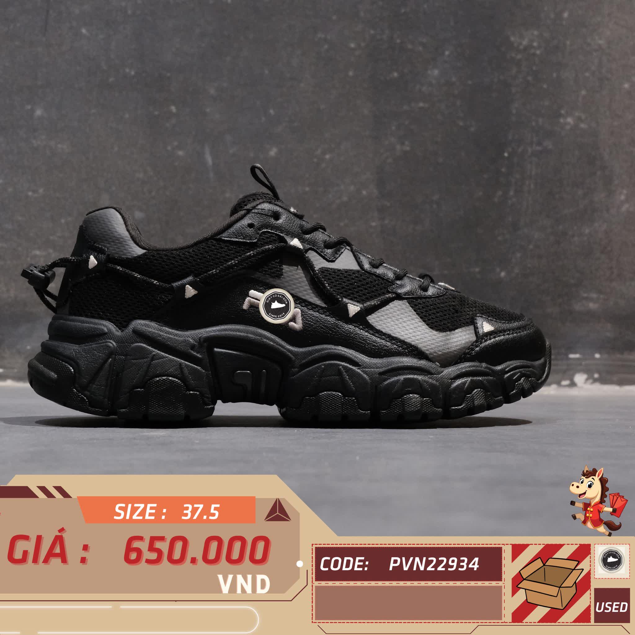 🔥 FILA FUSION ‘BLACK’ – SIZE 37.5 – PVN22934 – CHÍNH HÃNG