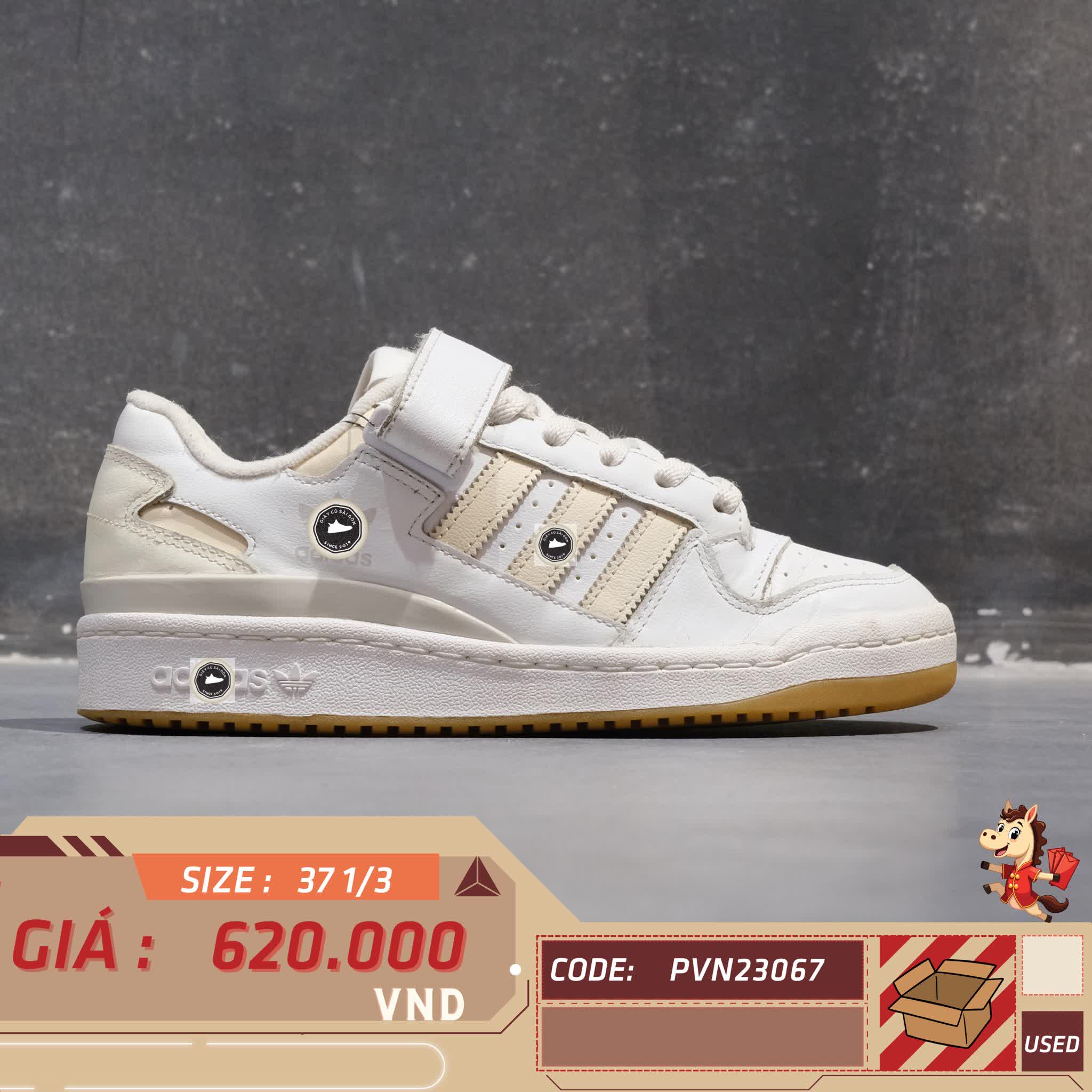 🔥 Adidas Originals Forum Low 'White Ecru Tint Gum' – SIZE 37 1/3 – PVN23067 – CHÍNH HÃNG