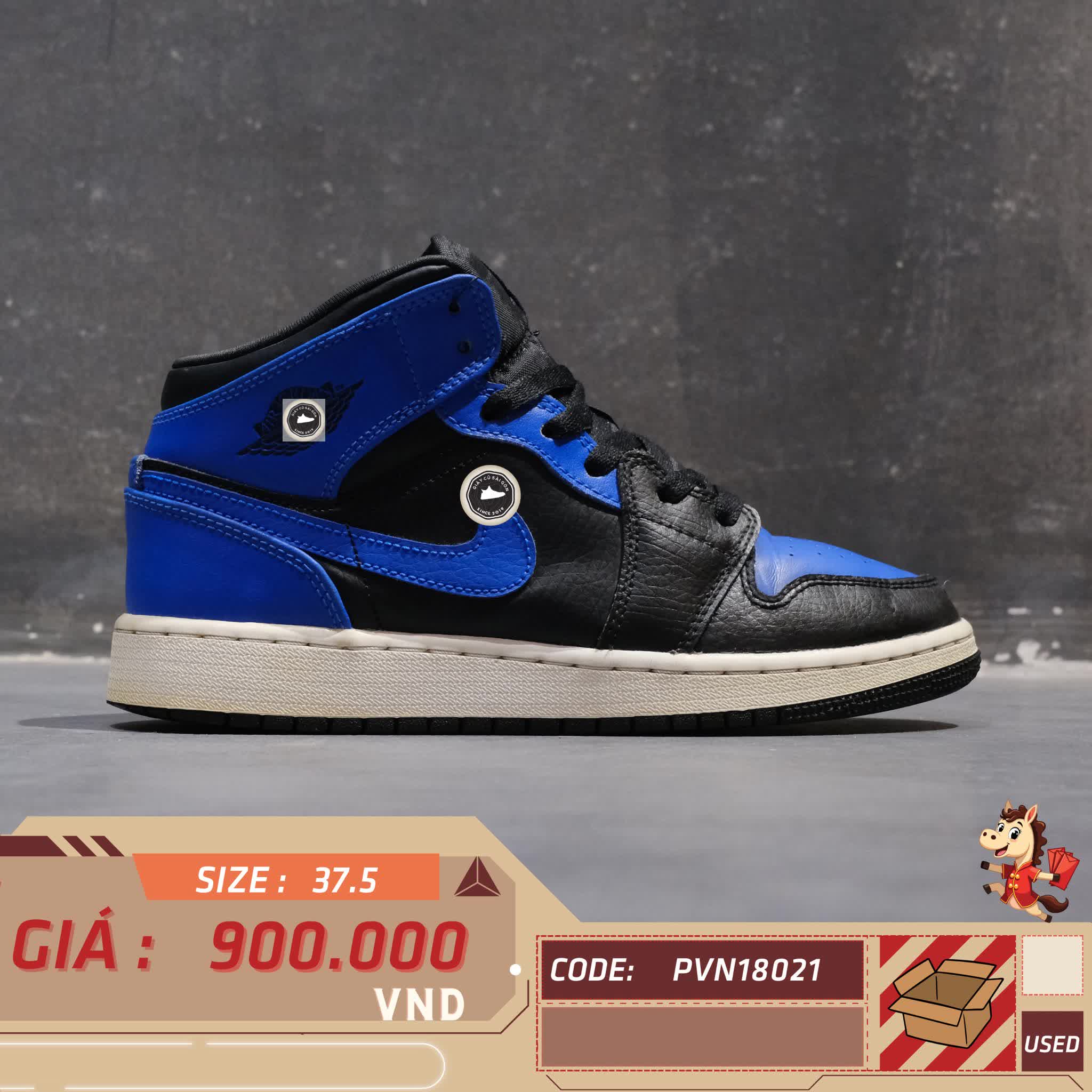 🔥 NIKE AIR JORDAN 1 MID ‘HYPER ROYAL’ – SIZE 37.5 – PVN18021 – CHÍNH HÃNG