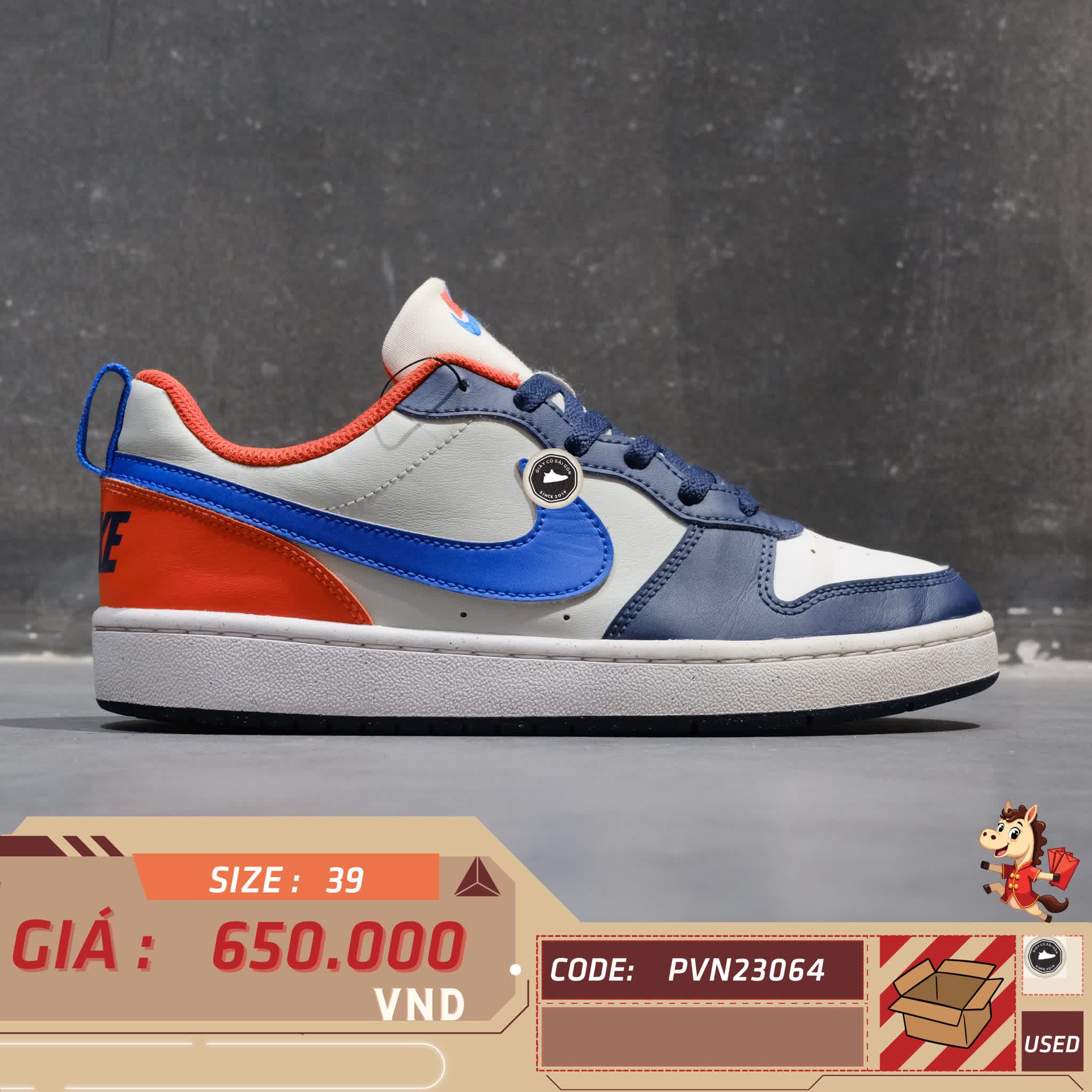 [Nike Court Borough Low Recraft GS Midnight Navy] - DV5456 401 - Size 39 - GIÀY 2HAND CHÍNH HÃNG 23064