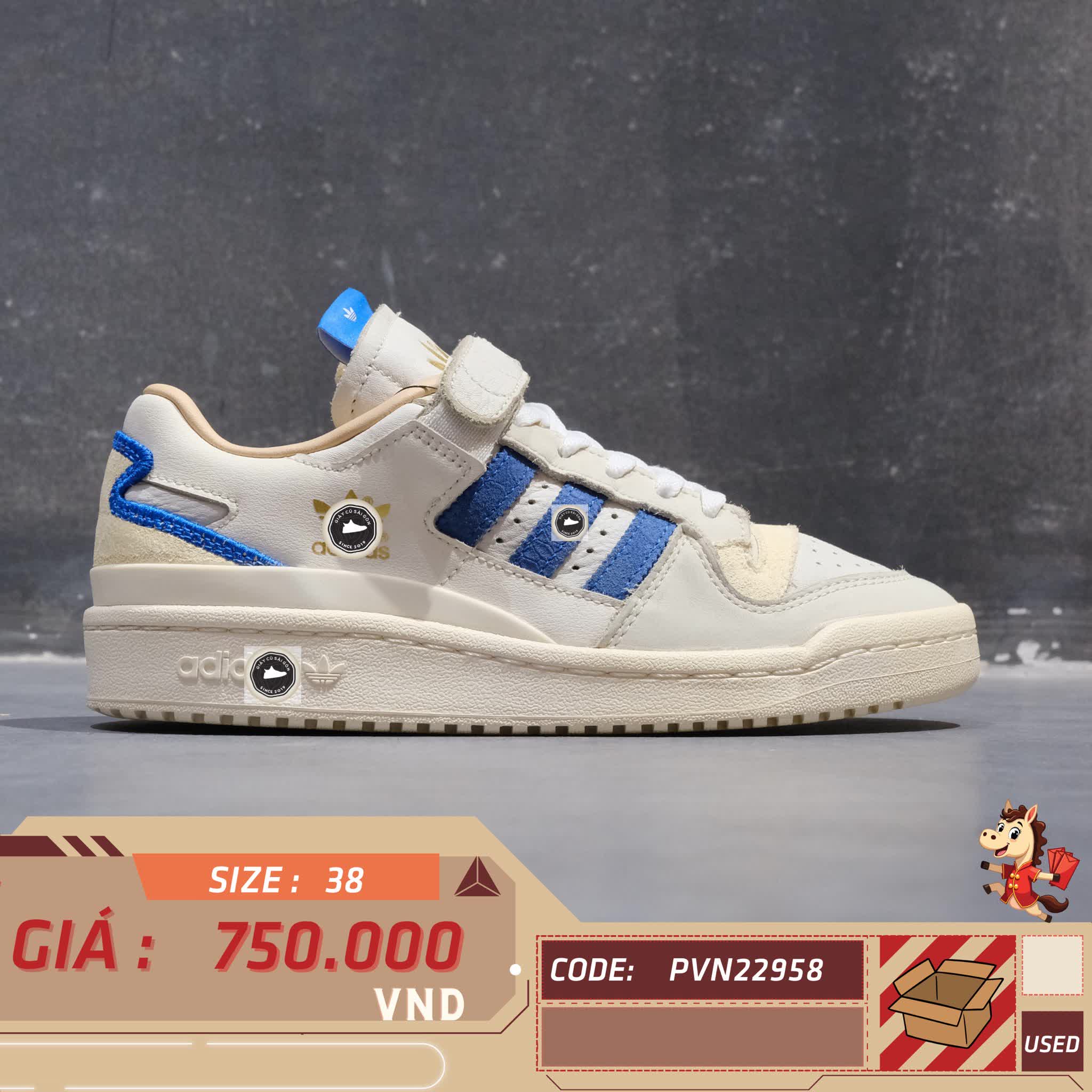 🔥 ADIDAS FORUM 84 LOW ‘WHITE/BLUE’ – SIZE 38 – PVN22958 – CHÍNH HÃNG