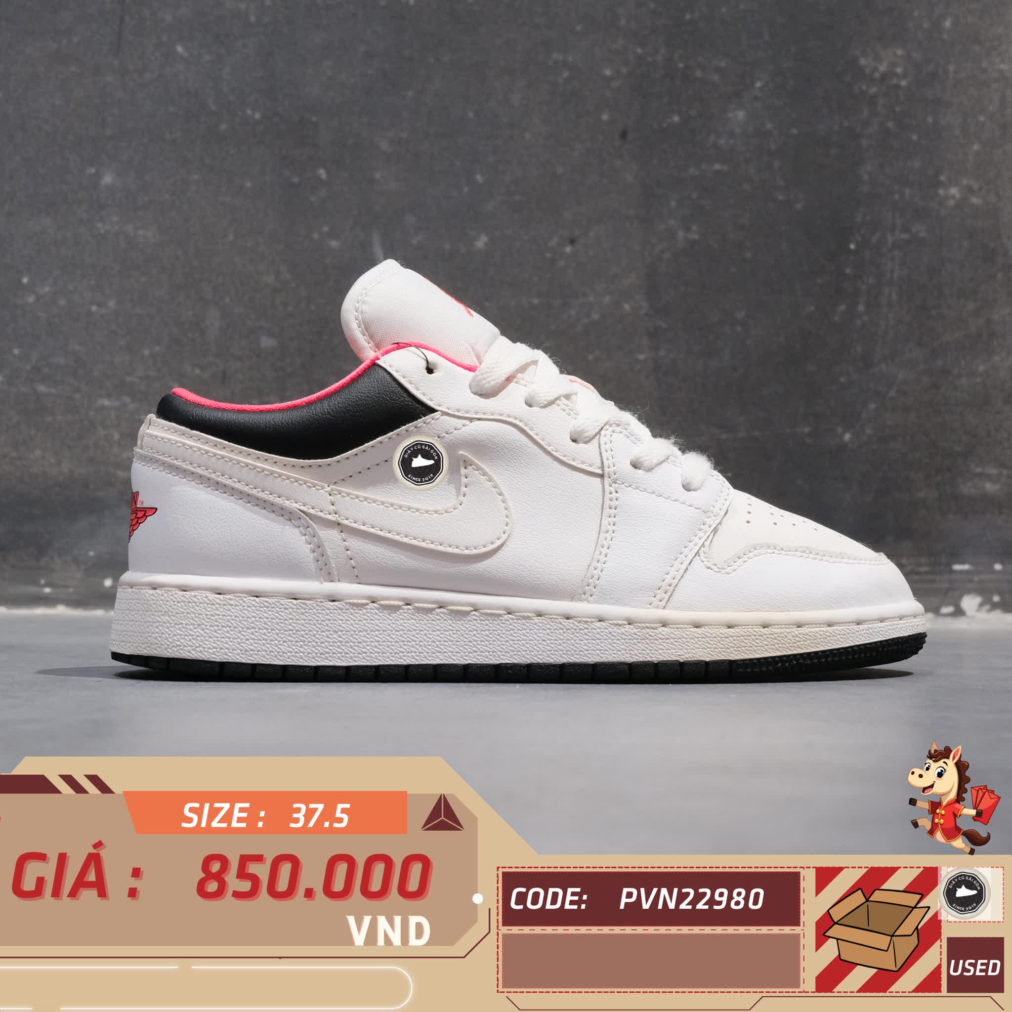 🔥 Giày Nike Air Jordan 1 Low GS 'Chicago Home' – SIZE 37 .5 – PVN22980 – CHÍNH HÃNG