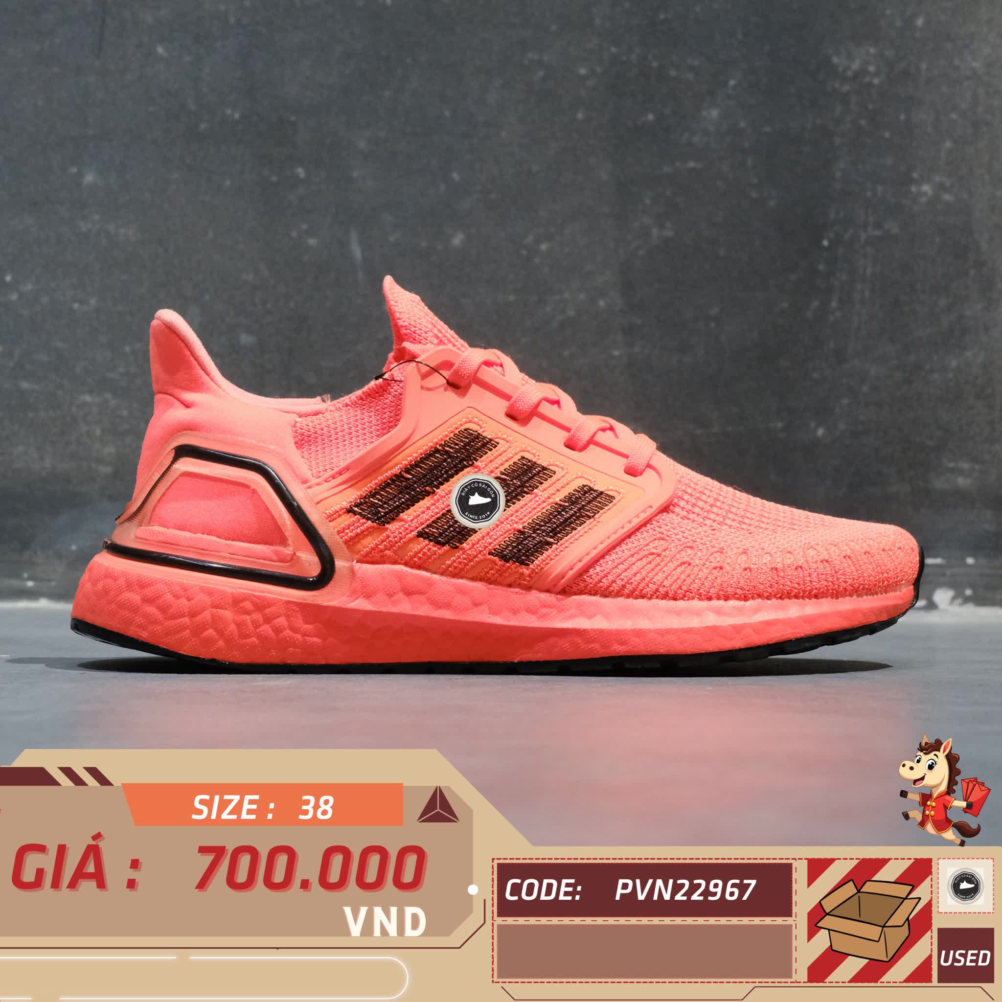 🔥 ADIDAS ULTRABOOST 20 ‘SIGNAL CORAL’ – SIZE 38 – PVN22967 – CHÍNH HÃNG