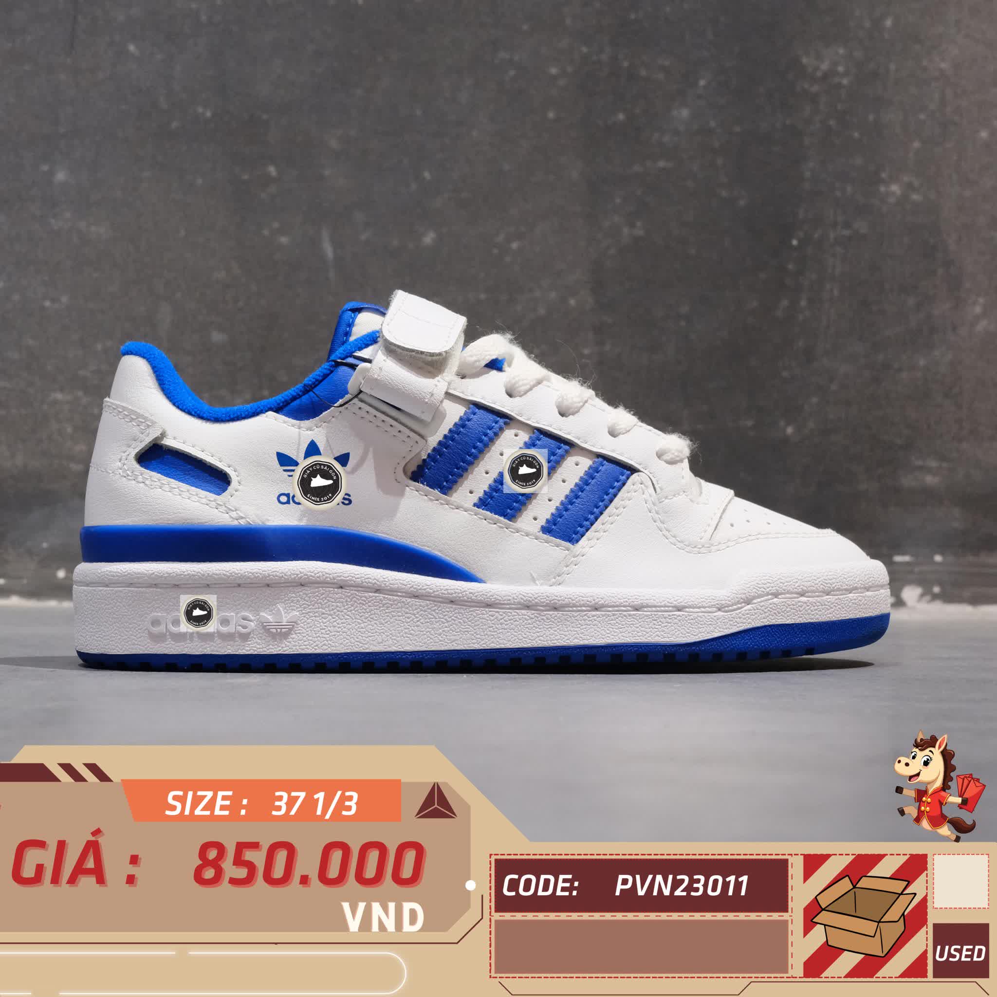 🔥 ADIDAS FORUM LOW ‘WHITE/ROYAL BLUE’ – SIZE 37 1/3 – PVN23011 – CHÍNH HÃNG