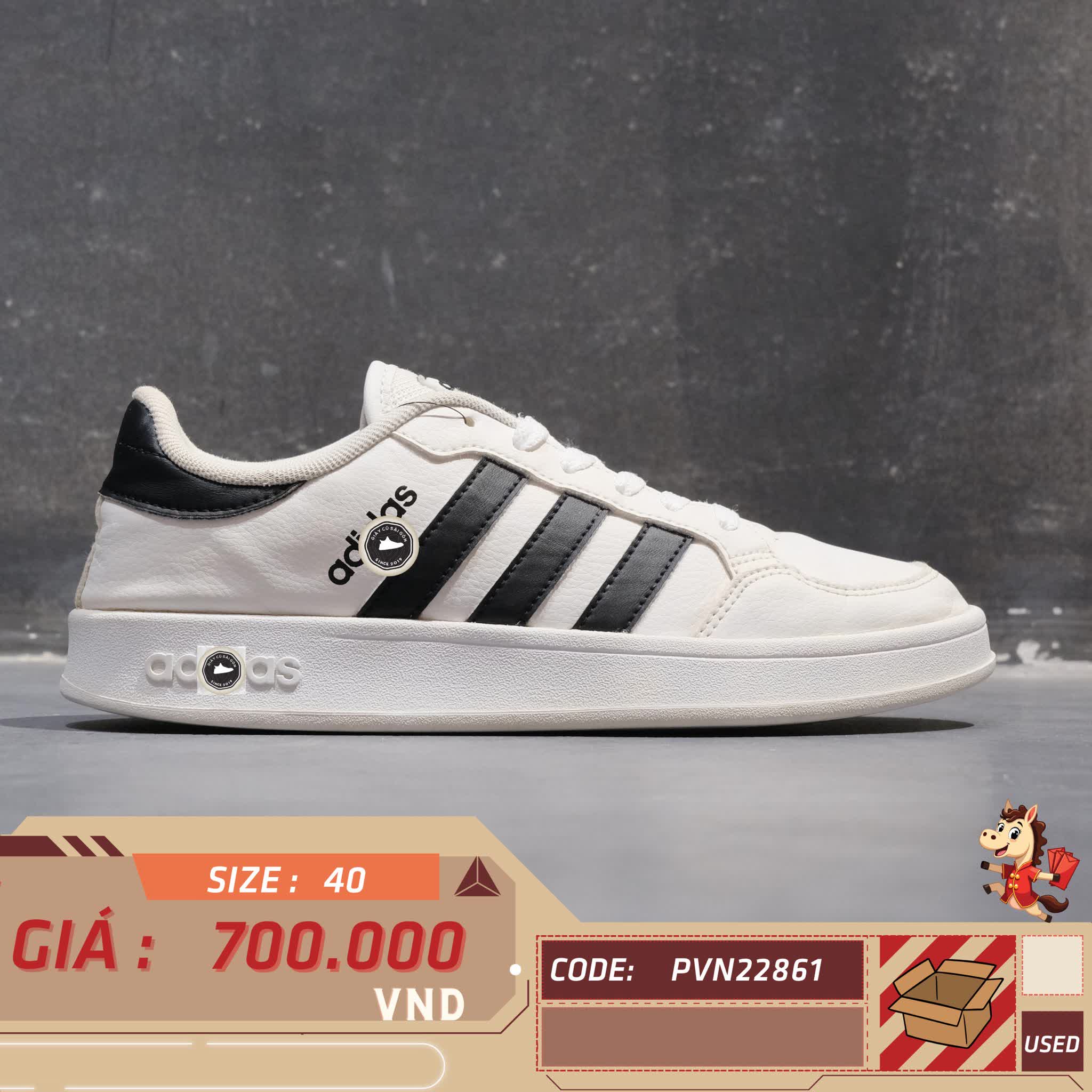 🔥 ADIDAS BREAKNET ‘WHITE / CORE BLACK’ – SIZE 40 – PVN22861 – CHÍNH HÃNG