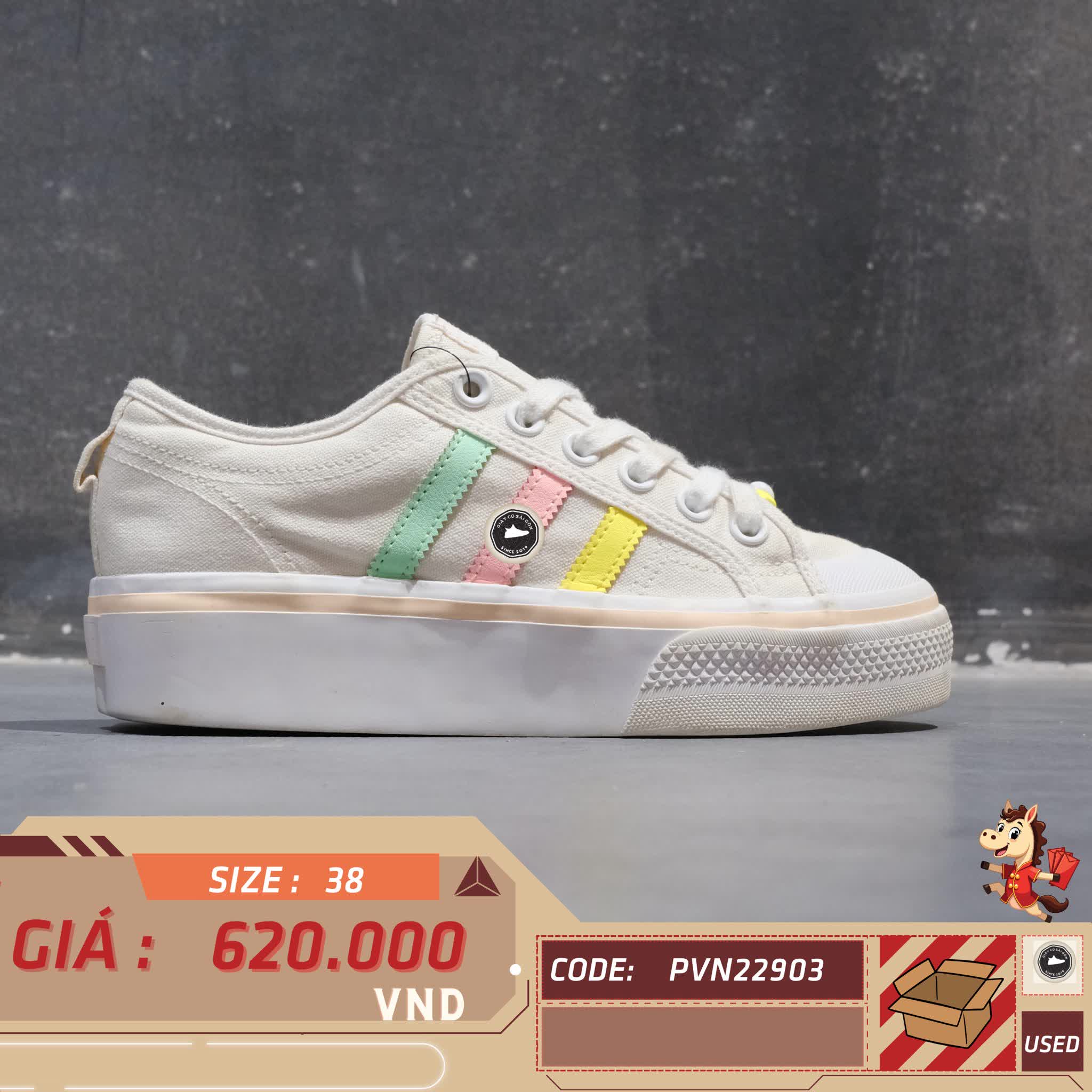 🔥 ADIDAS NIZZA PLATFORM ‘MULTI BRIGHT STRIPES’ – SIZE 38 – PVN22903 – CHÍNH HÃNG