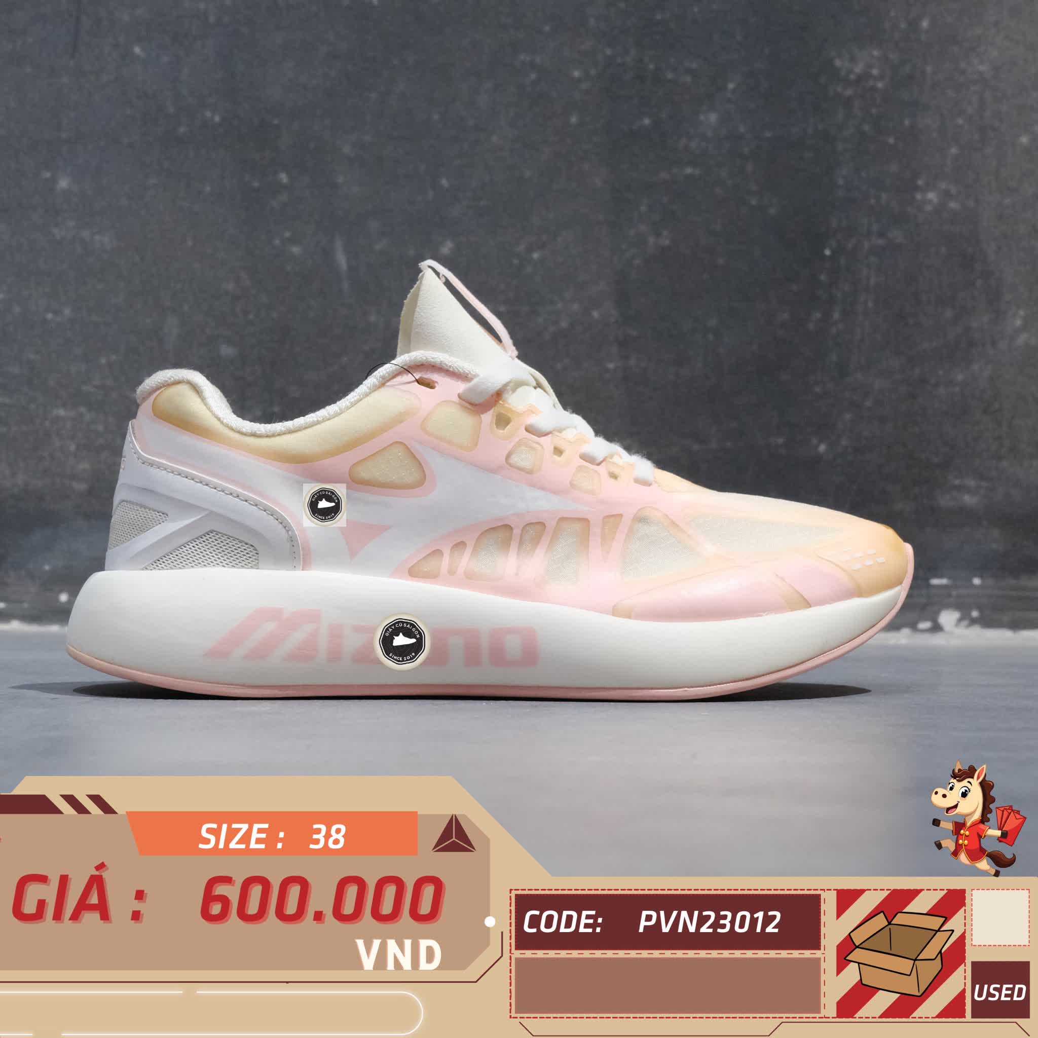 🔥 MIZUNO PI MONO ‘PINK / WHITE’ – SIZE 38.5 – PVN23012 – CHÍNH HÃNG