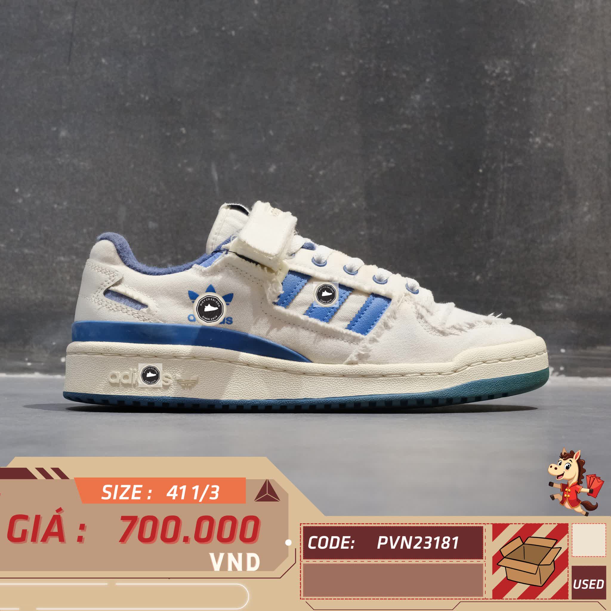 🔥 ADIDAS FORUM LOW ‘WHITE BLUE’ – SIZE 41 1/3 – PVN23181 – CHÍNH HÃNG