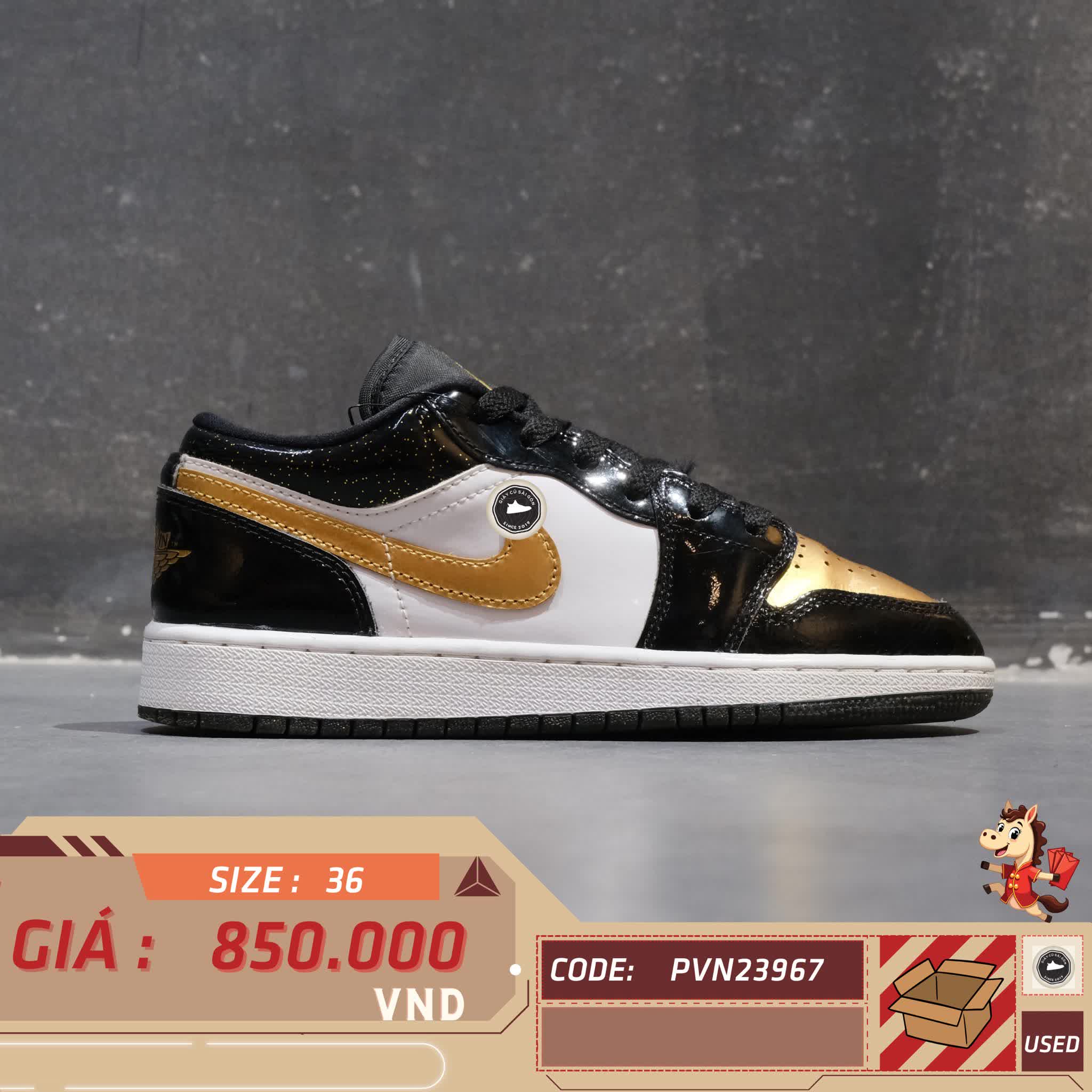🔥 AIR JORDAN 1 LOW “GOLD TOE” – SIZE 36 – PVN23967 – CHÍNH HÃNG
