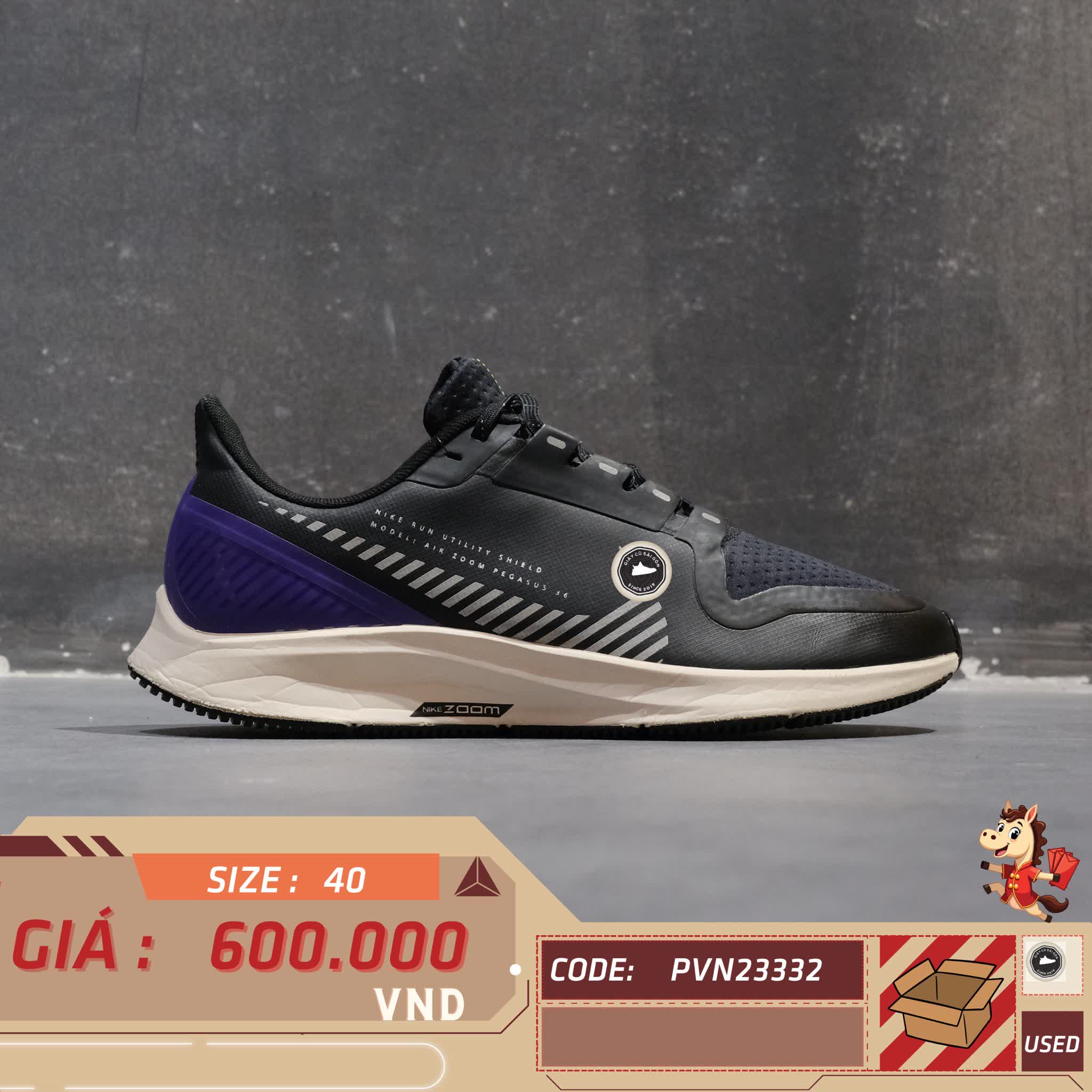 🔥 Nike Air Zoom Pegasus 36 Shield – SIZE 40 – PVN23275 – CHÍNH HÃNG