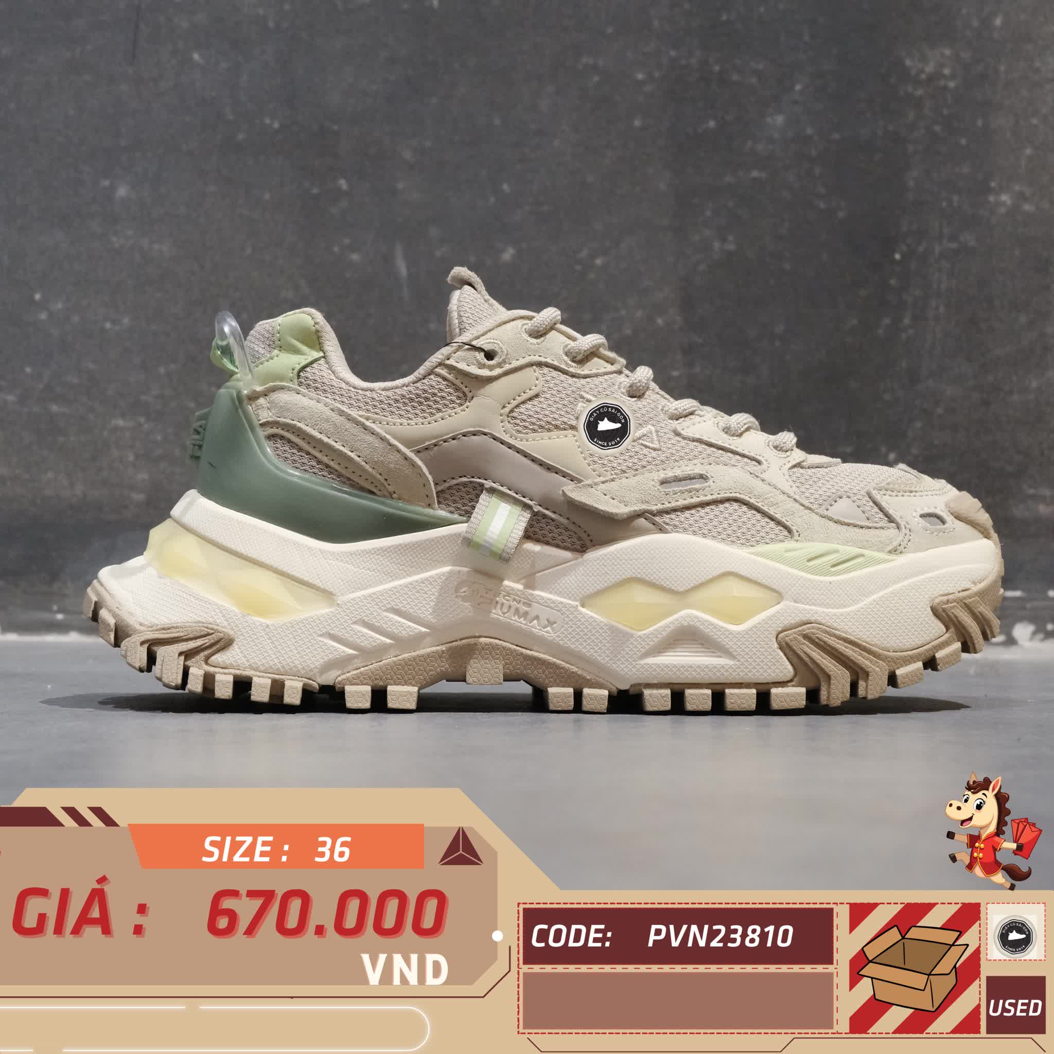🔥 FILA FUSION DADSHOES “CREAM BEIGE” – SIZE 36 – PVN23810 – CHÍNH HÃNG