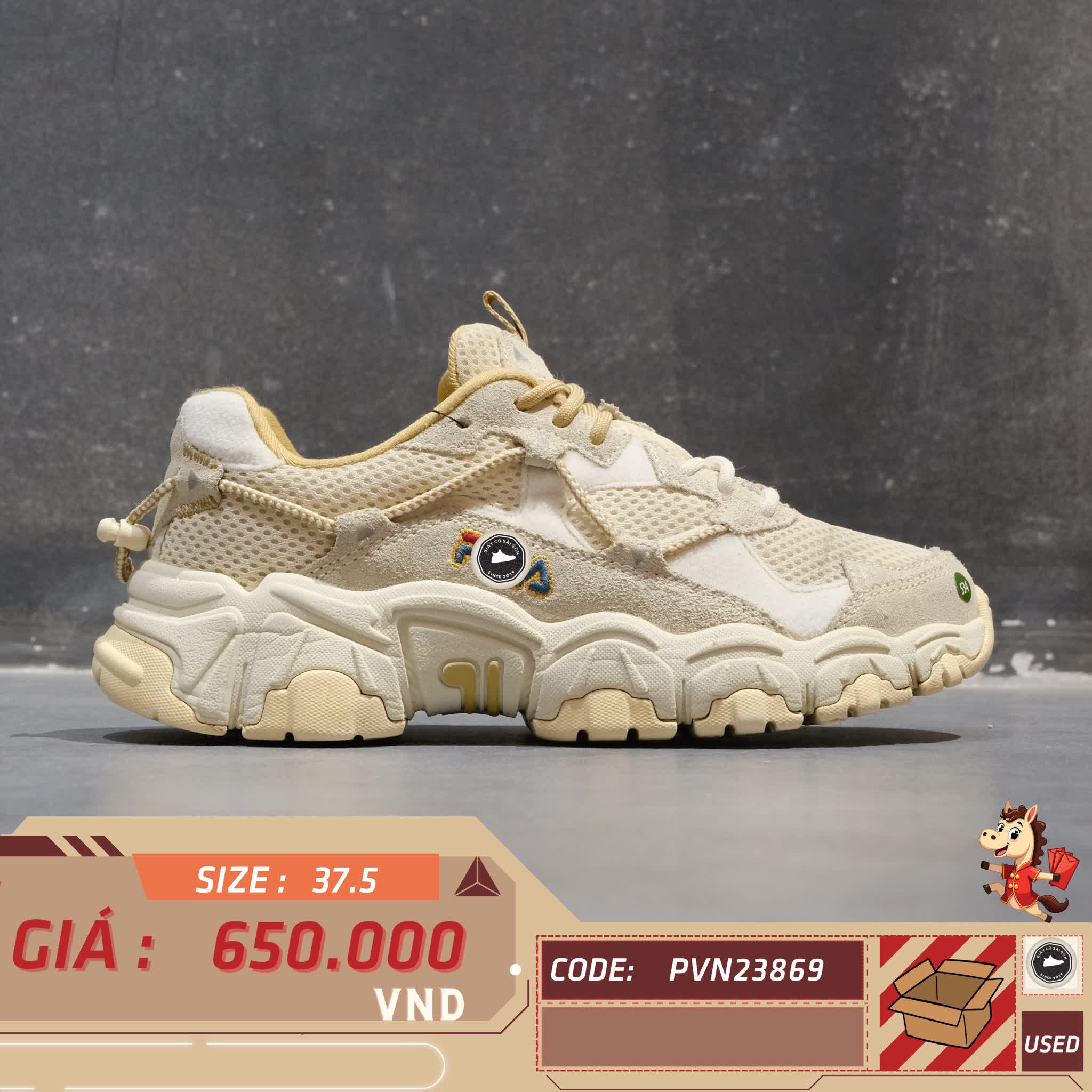🔥 FILA Fusion Fluid Sneakers 'Beige' T12W031117FPA – SIZE 37.5 – PVN23869 – CHÍNH HÃNG