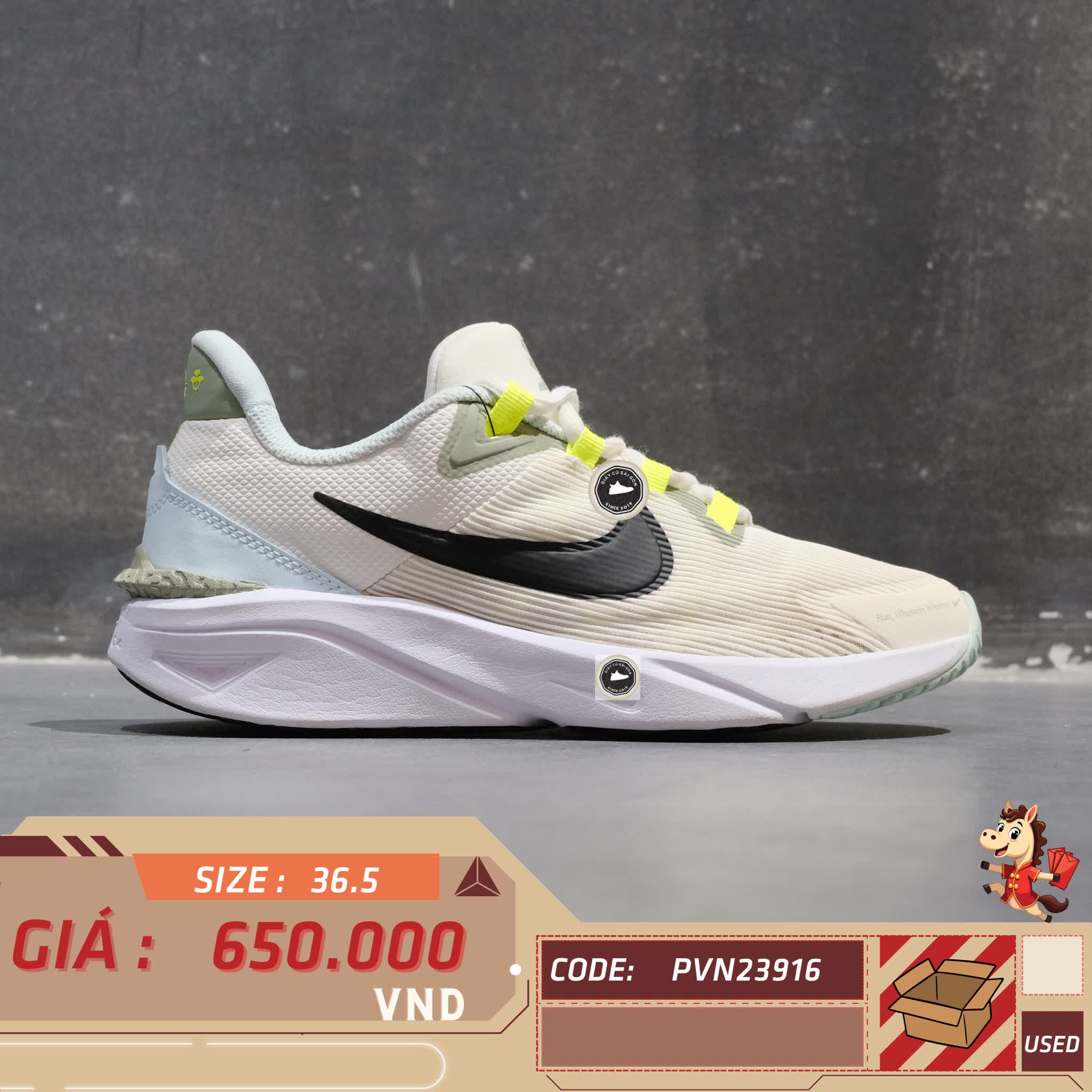 🔥 NIKE STAR RUNNER 4 NEXT NATURE “WHITE/JADE/VOLT/BLACK” – SIZE 36.5 – PVN23916 – CHÍNH HÃNG