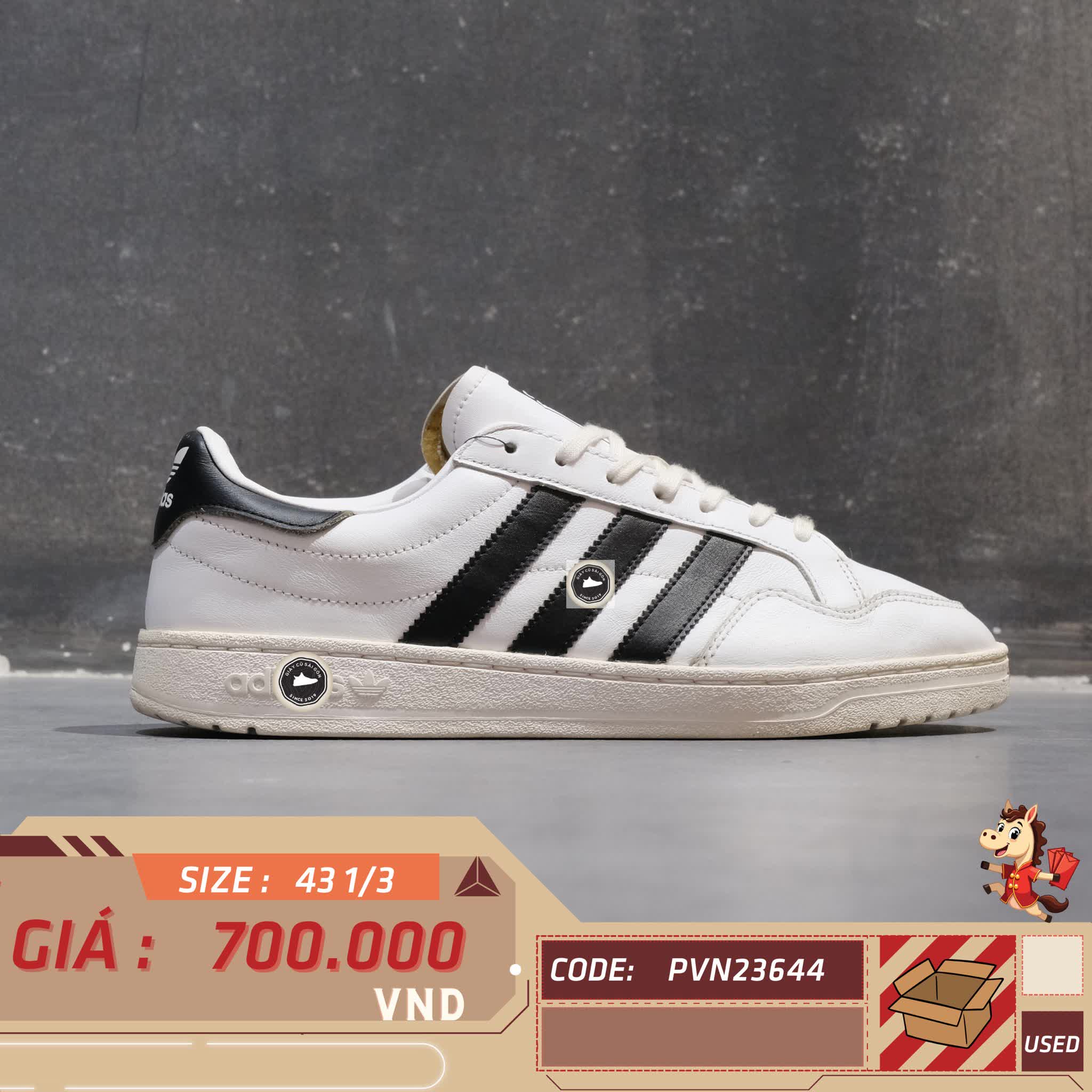 🔥 ADIDAS TEAM COURT ‘CLOUD WHITE’ – SIZE 43 1/3 – PVN23644 – CHÍNH HÃNG