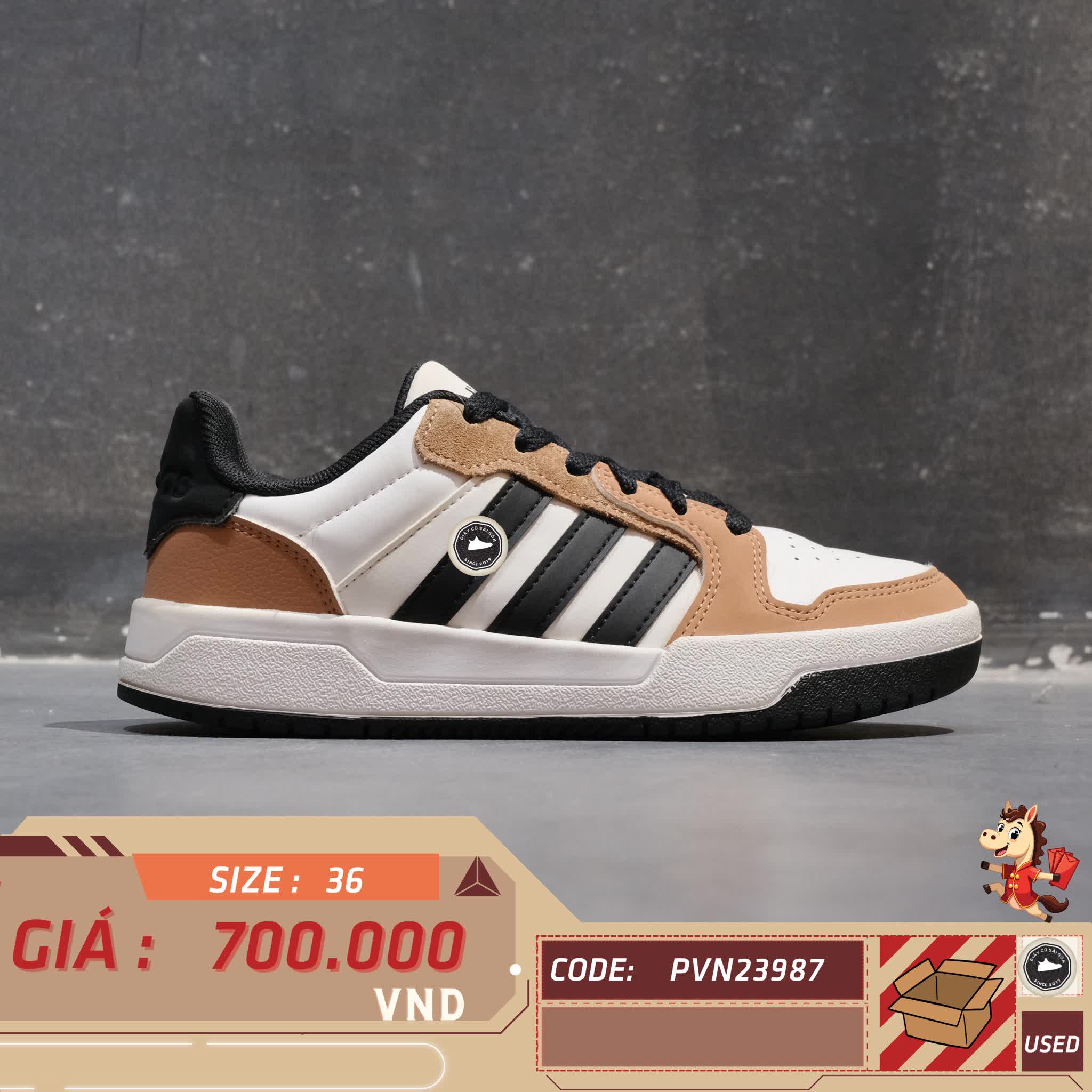 🔥 ADIDAS ENTRAP “WHITE BLACK BROWN” – SIZE 36 – PVN23987 – CHÍNH HÃNG