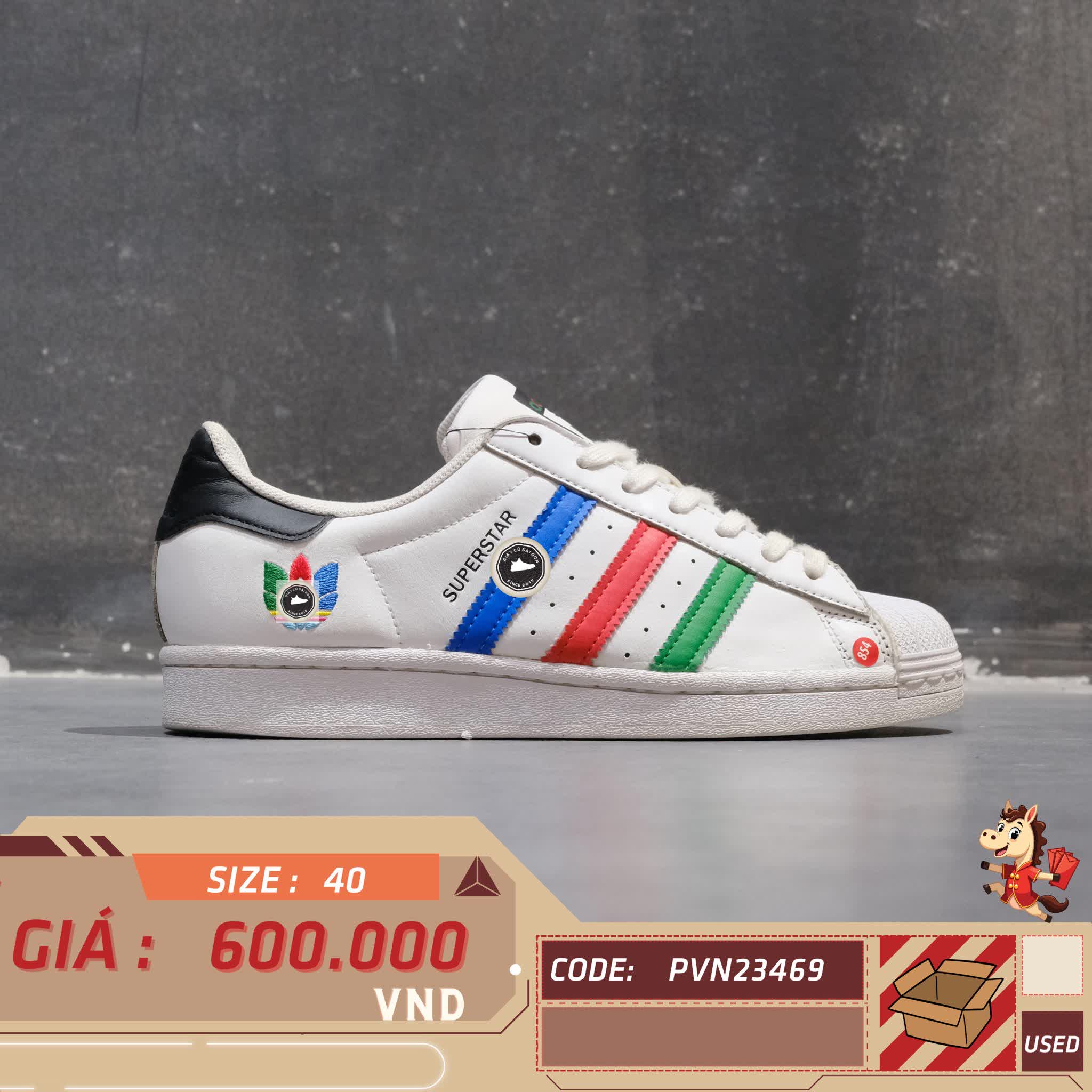🔥 ADIDAS SUPERSTAR ‘COLORFUL TREFOIL’ – SIZE 40 – PVN23469 – CHÍNH HÃNG