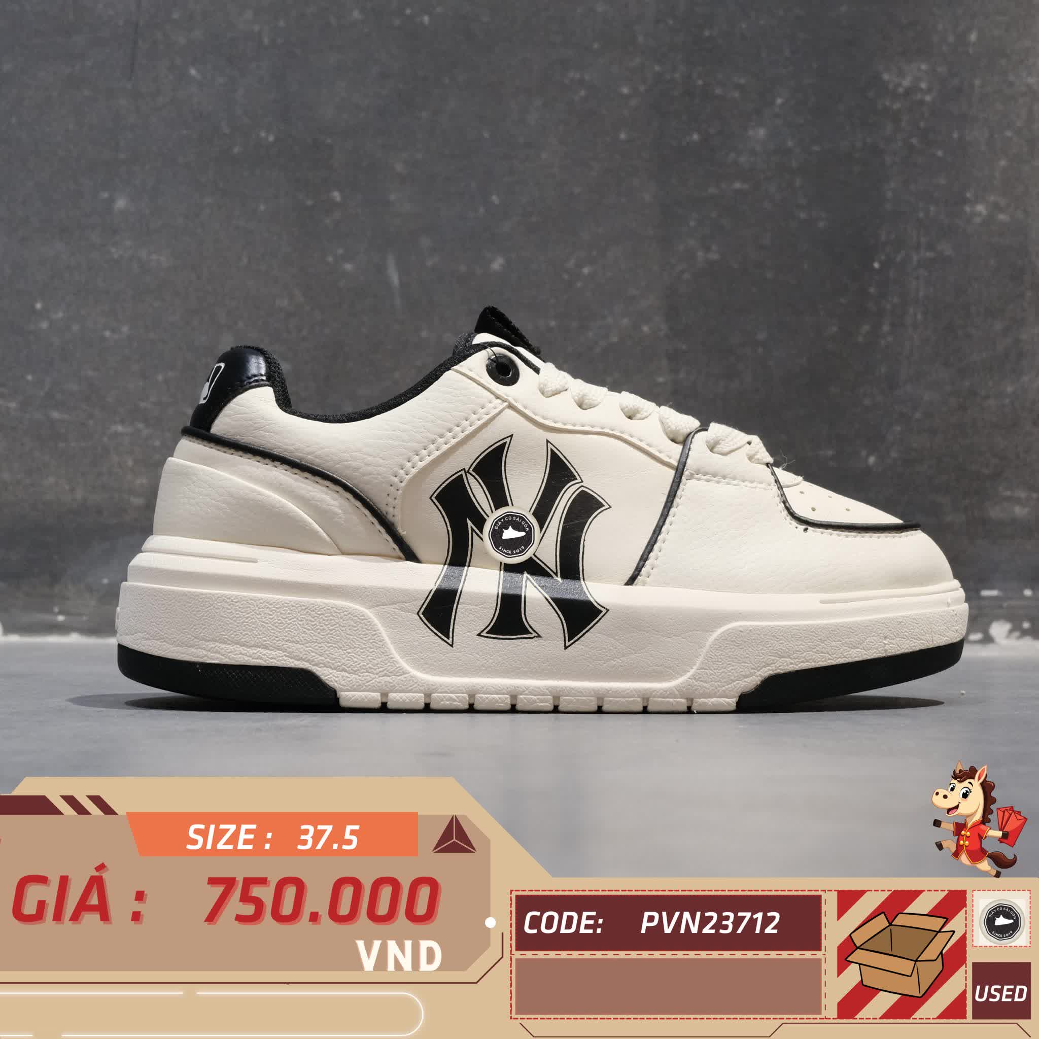 🔥 Giày MLB Chunky Liner New York Yankees White Black – SIZE 37.5 – PVN23896 – CHÍNH HÃNG