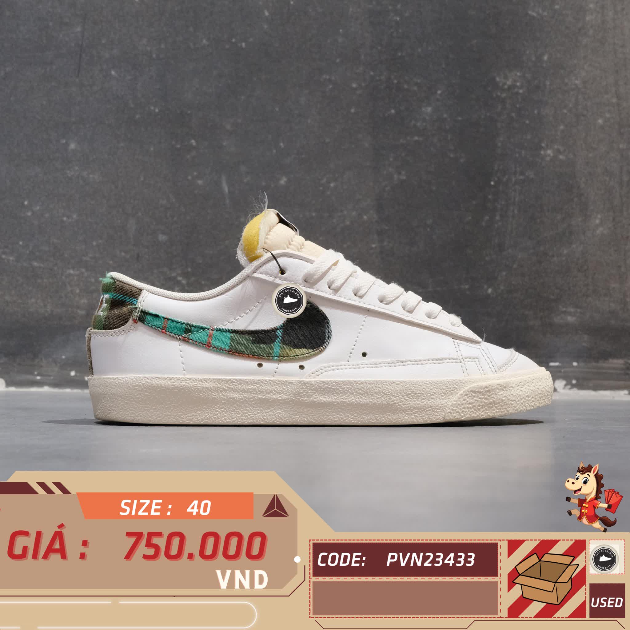 🔥 Nike Blazer Low '77 Tartan – SIZE 40 – PVN23433 – CHÍNH HÃNG