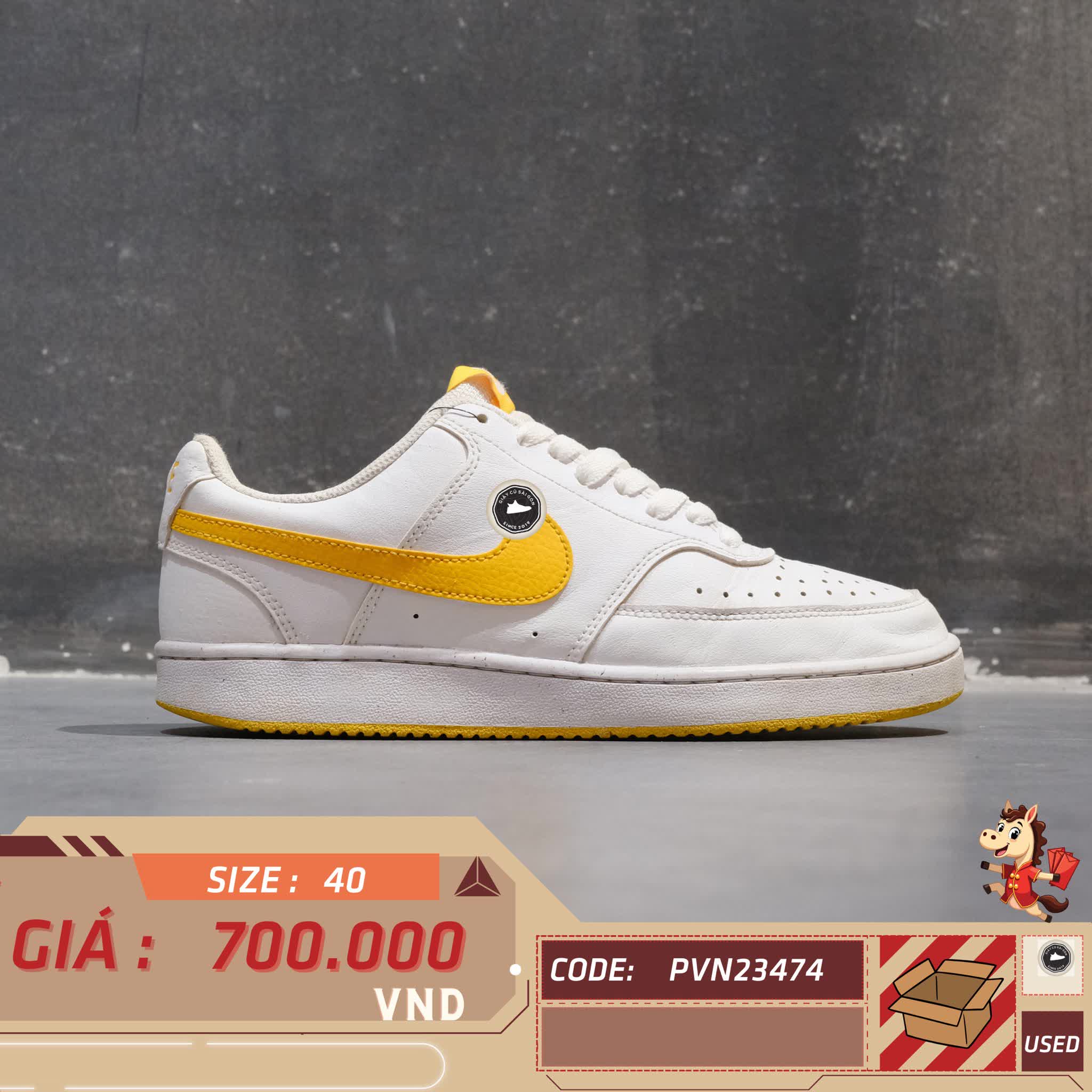 🔥 Nike Court Vision Low Next Nature 'White University Gold' – SIZE 40 – PVN23474 – CHÍNH HÃNG