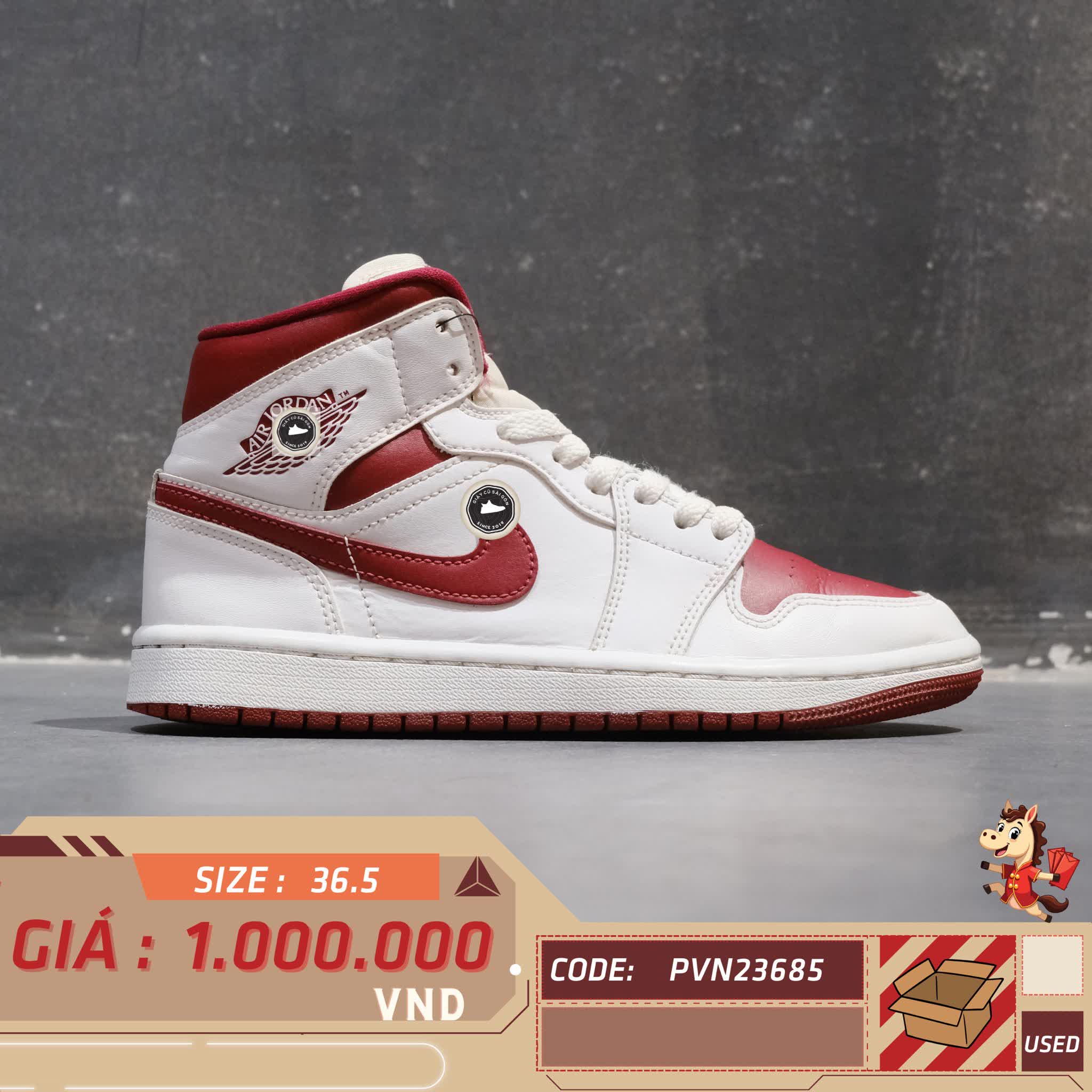 🔥 NIKE AIR JORDAN 1 MID “REVERSE CHICAGO” – SIZE 36.5 – PVN23685 – CHÍNH HÃNG