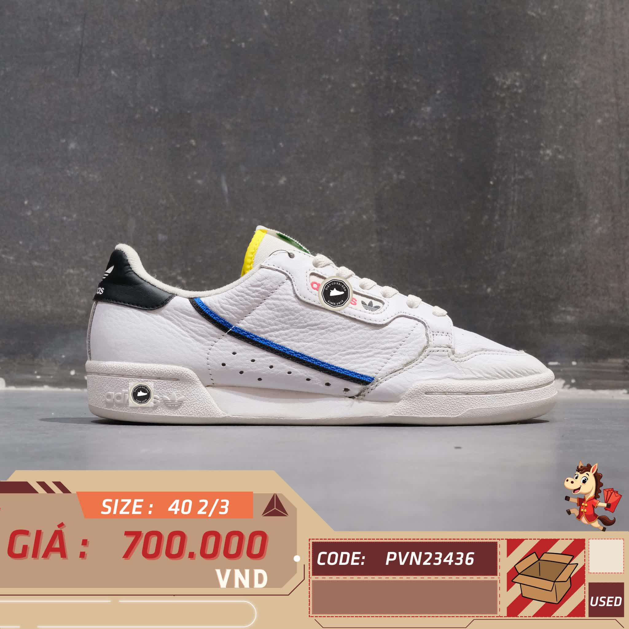 🔥 ADIDAS CONTINENTAL 80 ‘WHITE BLUE’ – SIZE 40 2/3 – PVN23436 – CHÍNH HÃNG